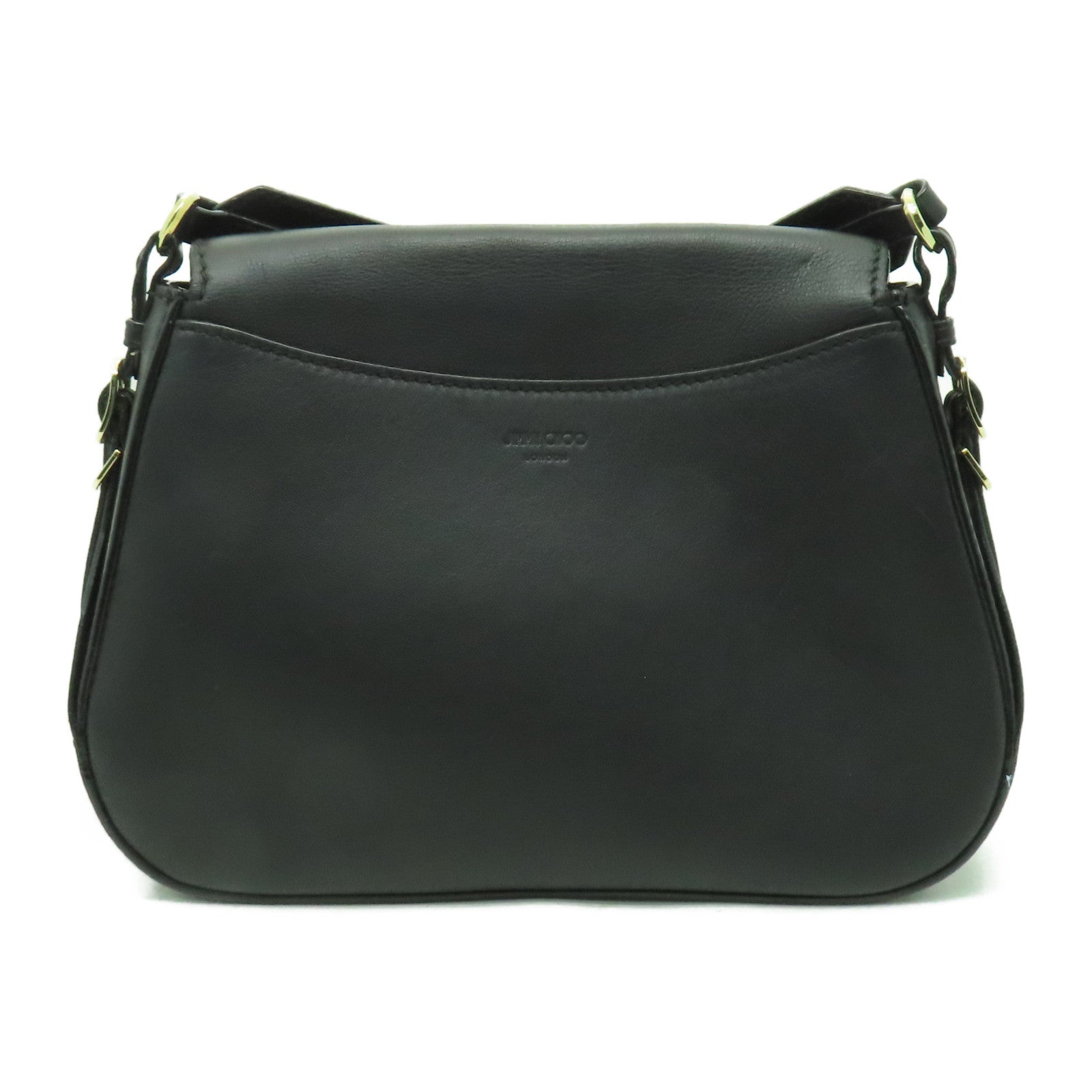 JIMMY CHOO 【激減優惠】牛皮皮革Shoulder Bag金扣肩背袋黑色