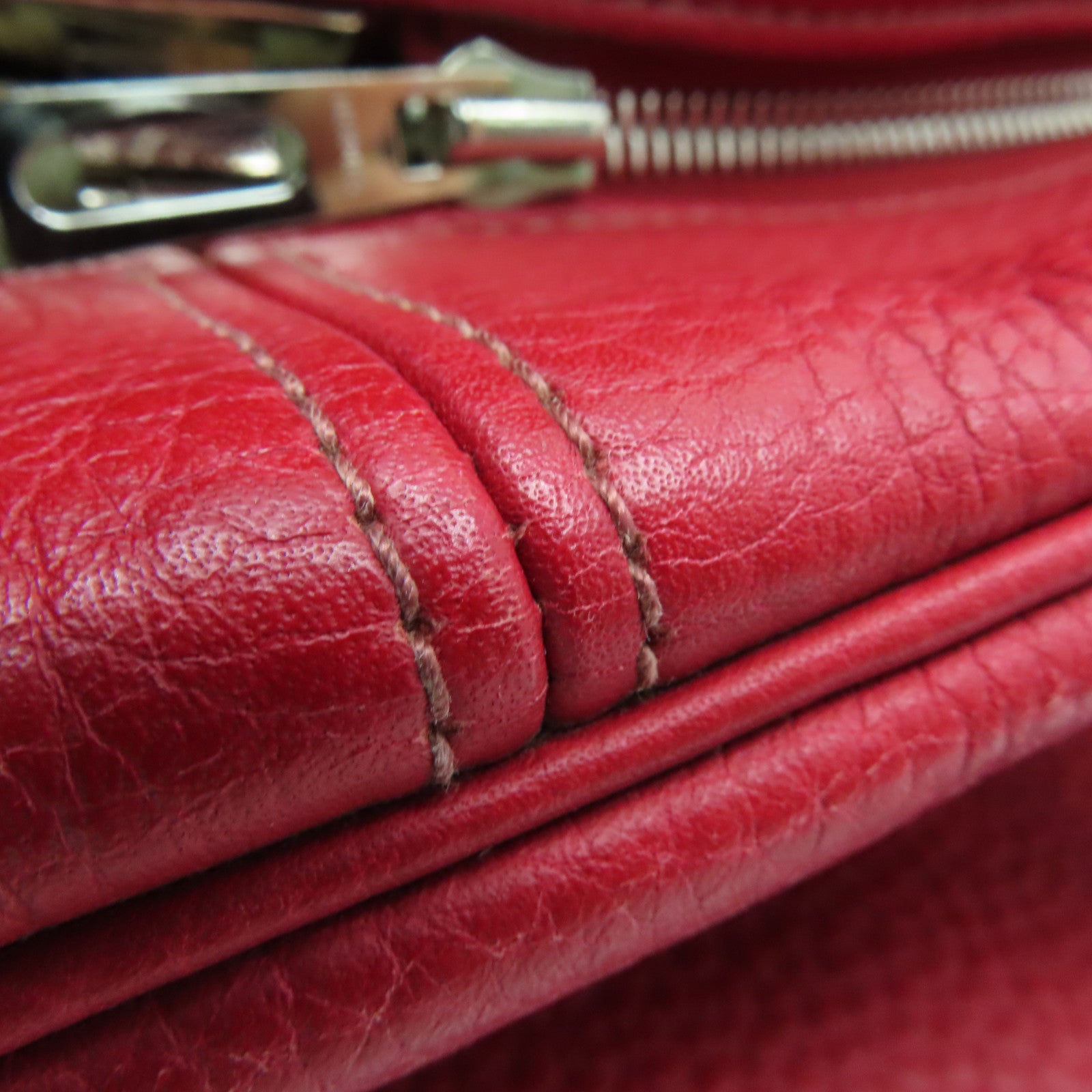 HERMES 【激减优惠】Clemence皮革Victoria银扣肩背袋Rouge Casaque/红色