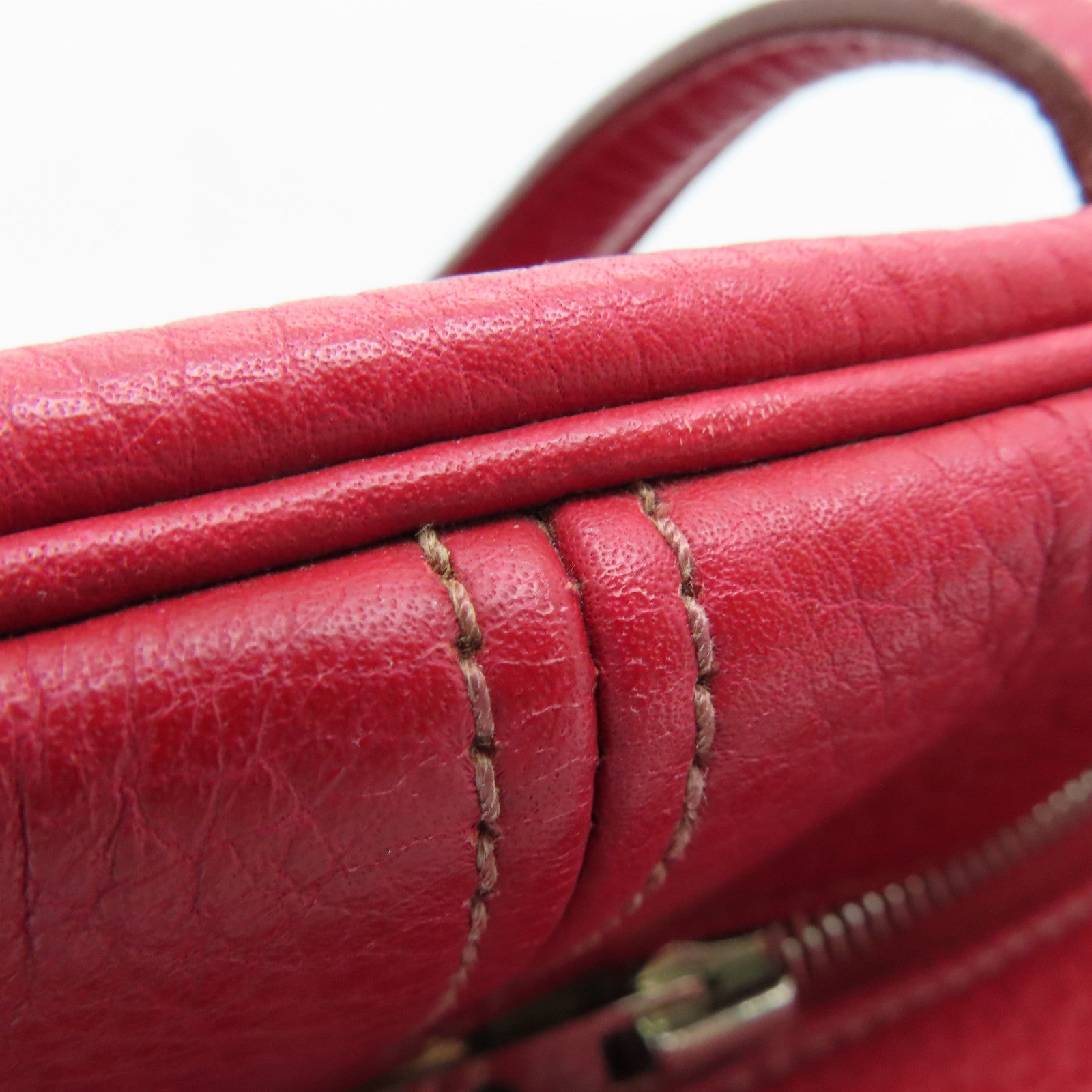 HERMES 【激减优惠】Clemence皮革Victoria银扣肩背袋Rouge Casaque/红色