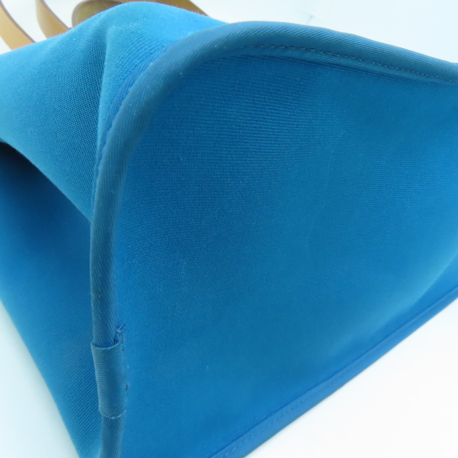 HERMES [Sharp Discount] Canvas CaBag Silver Buckle Shoulder Bag Blue