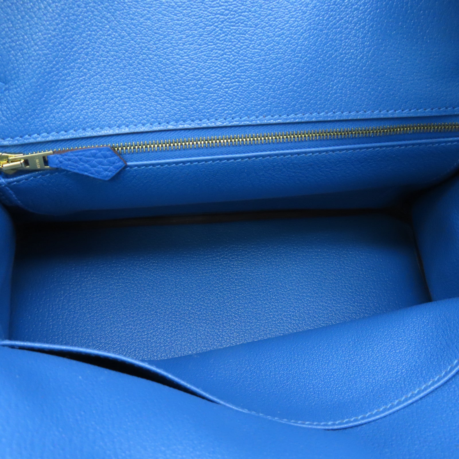 HERMES Togo Leather Birkin 30 Gold Buckle Handle Bag Nixon Blue