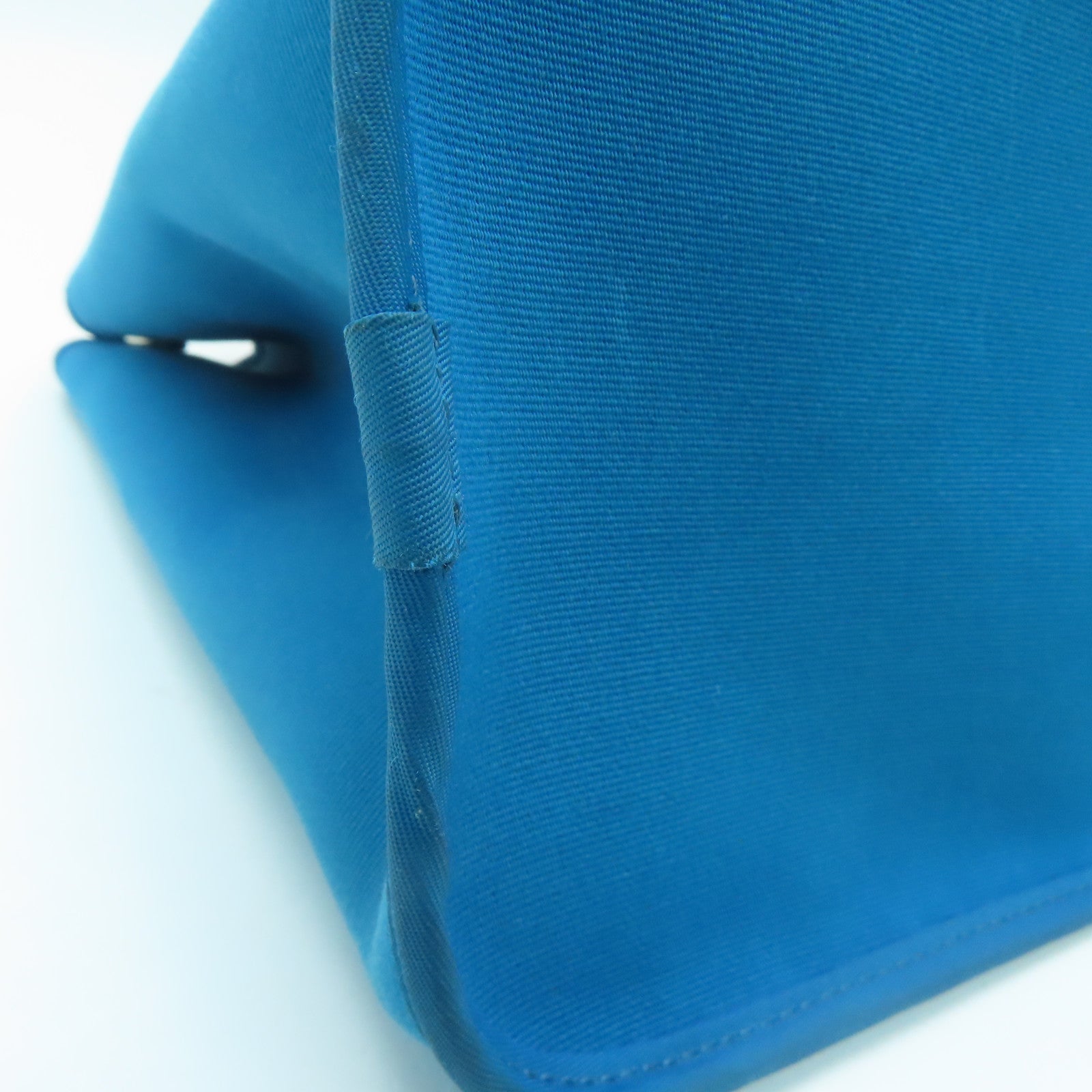 HERMES [Sharp Discount] Canvas CaBag Silver Buckle Shoulder Bag Blue