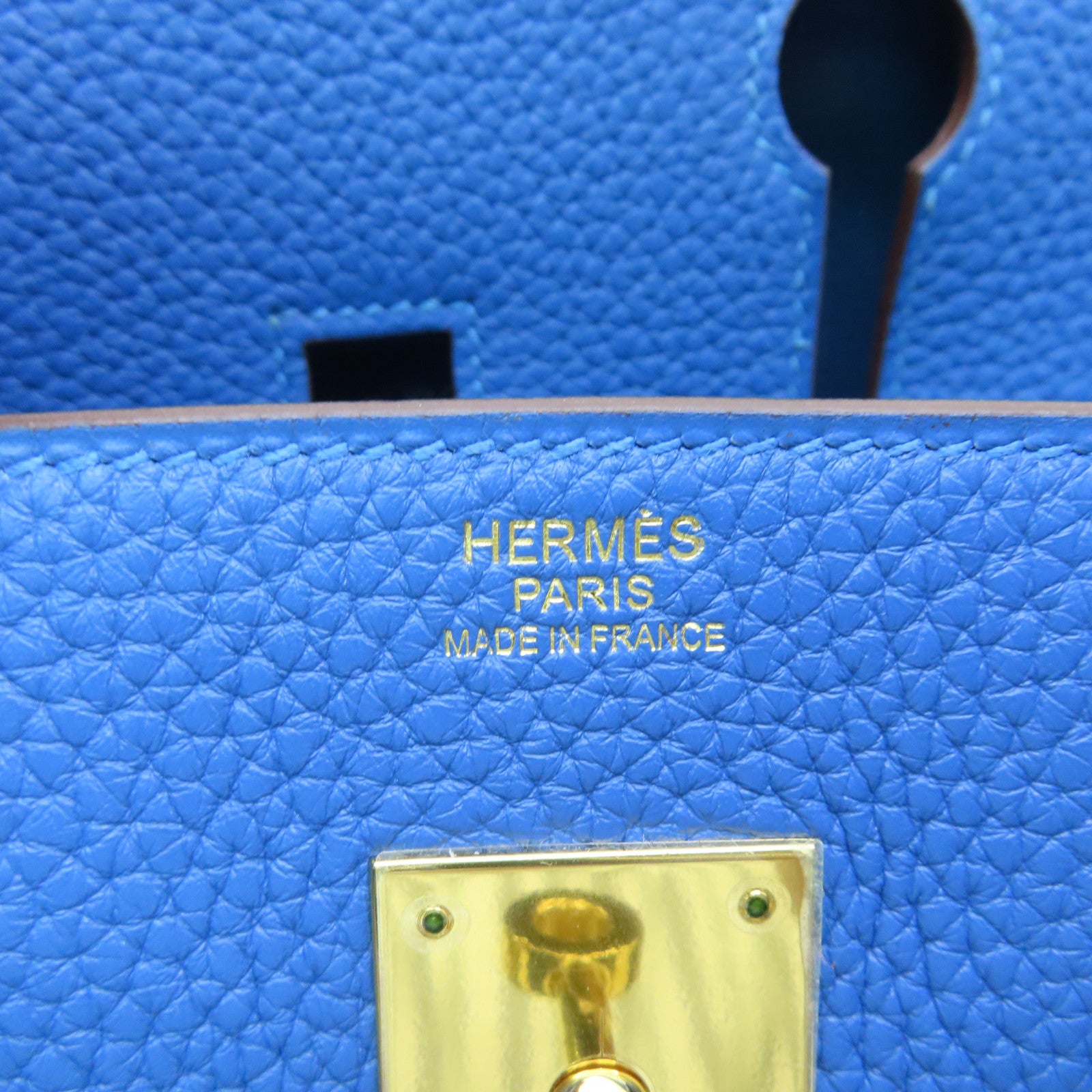 HERMES Togo Leather Birkin 30 Gold Buckle Handle Bag Nixon Blue