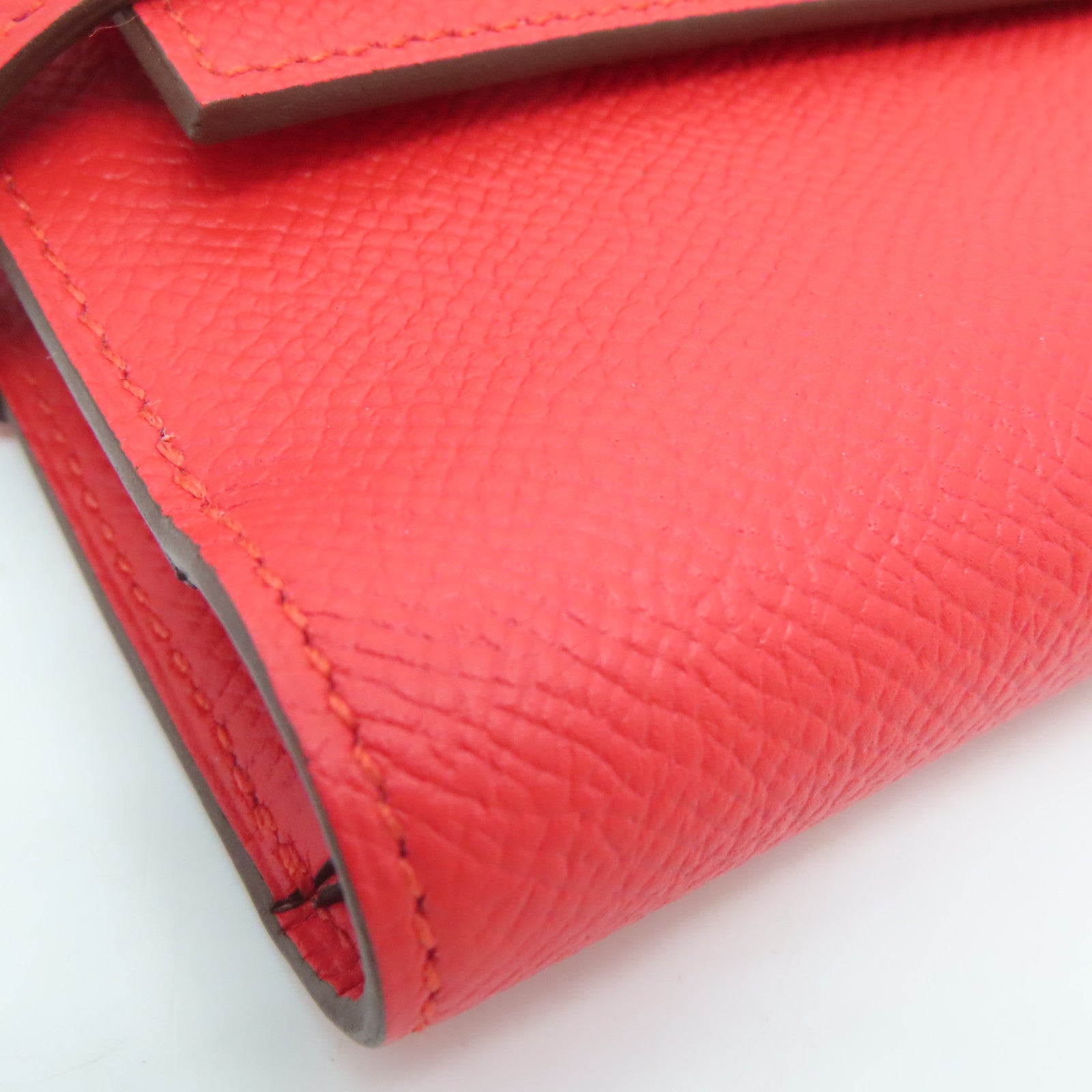 HERMES 【激减优惠】Epsom皮革Kelly Short Wallet钱包红色