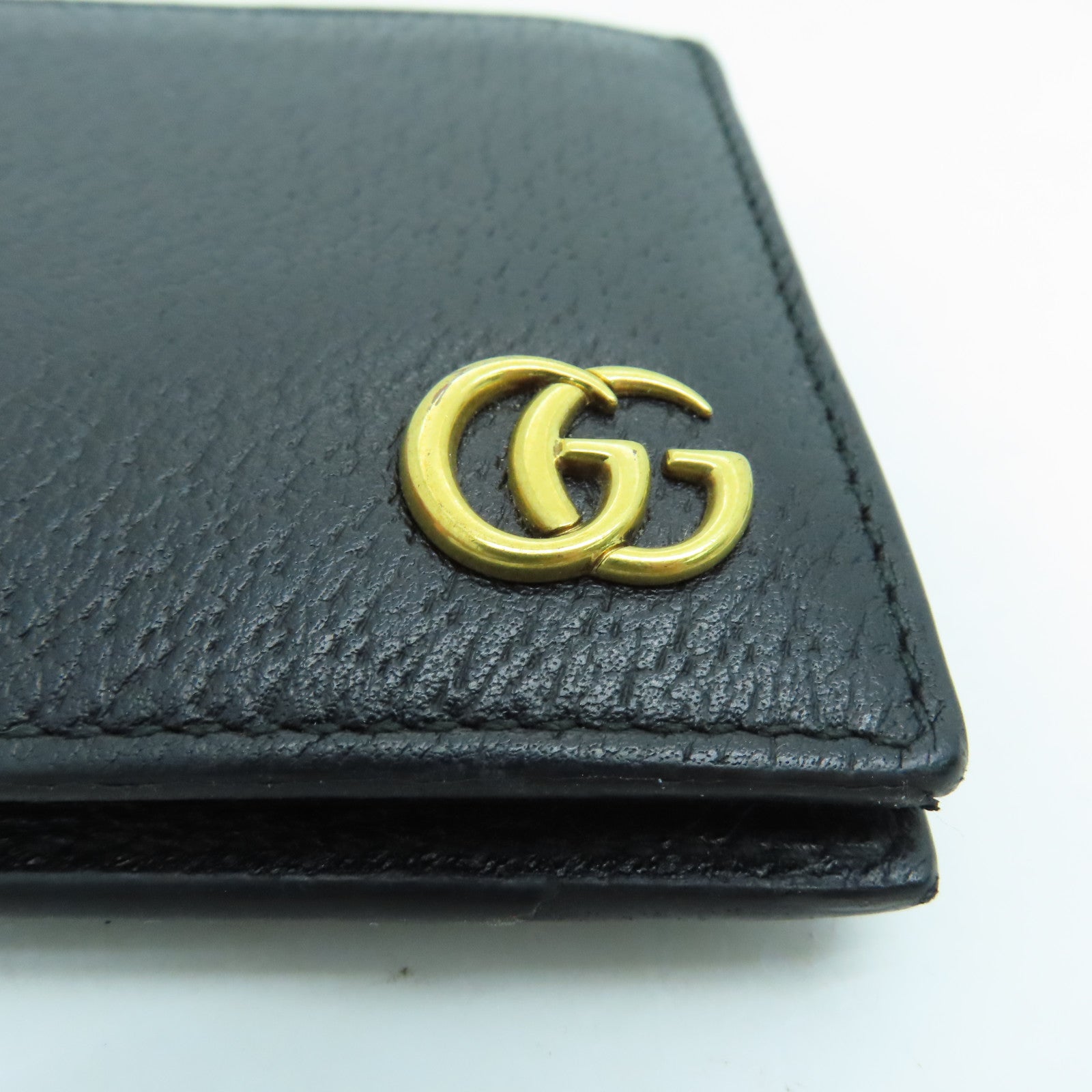 GUCCI 牛皮皮革GG Marmont Wallet金扣钱包黑色