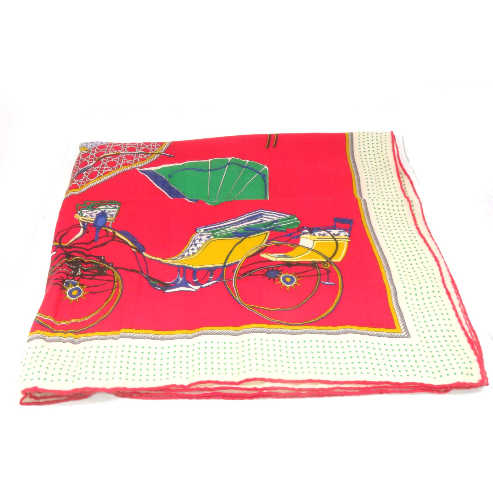 HERMES 羊絨/絲質Scarf絲巾紅色彩色