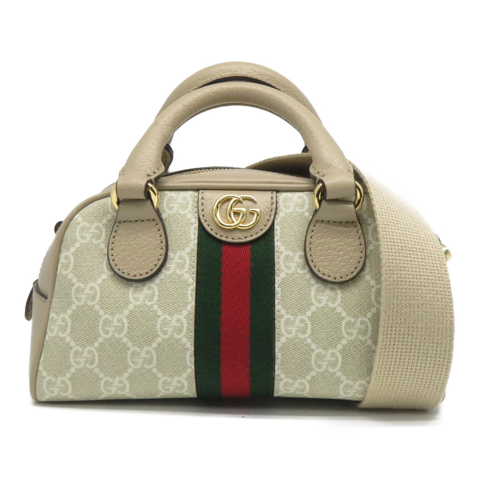 GUCCI GG帆布2 Way Shoulder Bag金扣手挽肩背兩用袋米色