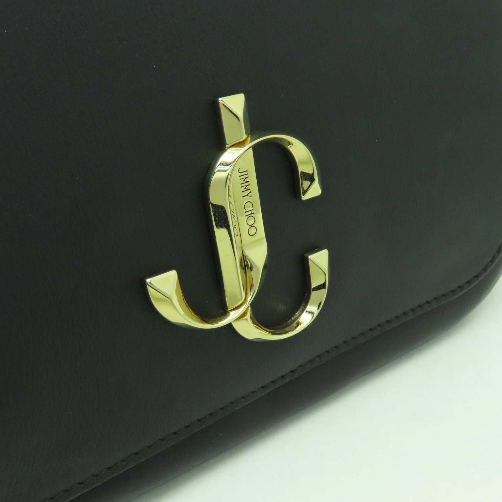 JIMMY CHOO 【激減優惠】牛皮皮革Shoulder Bag金扣肩背袋黑色