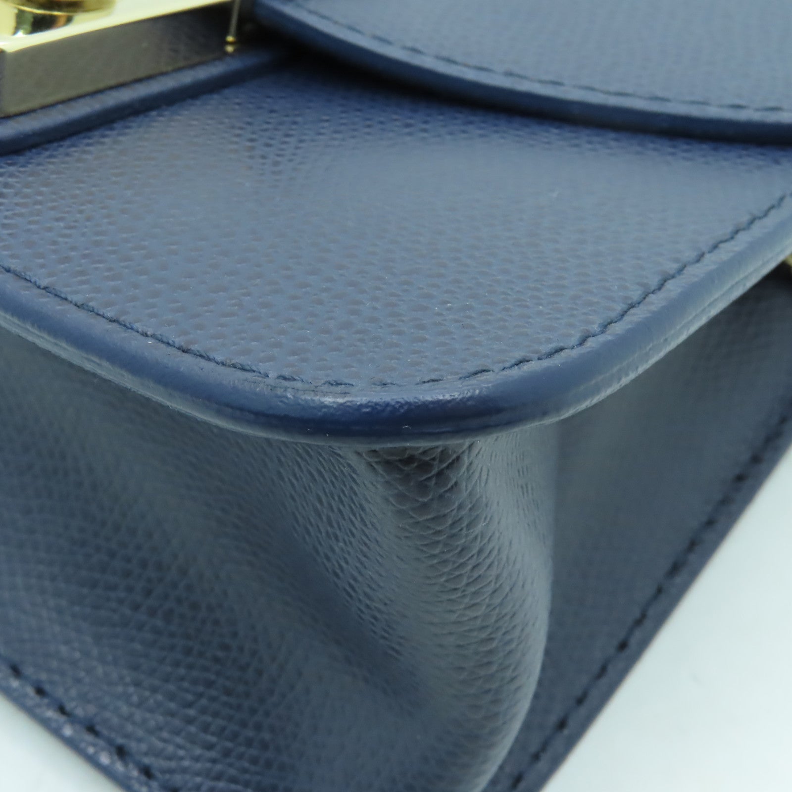 Furla 牛皮皮革Chain Shoulder金扣鏈帶肩背袋深藍色