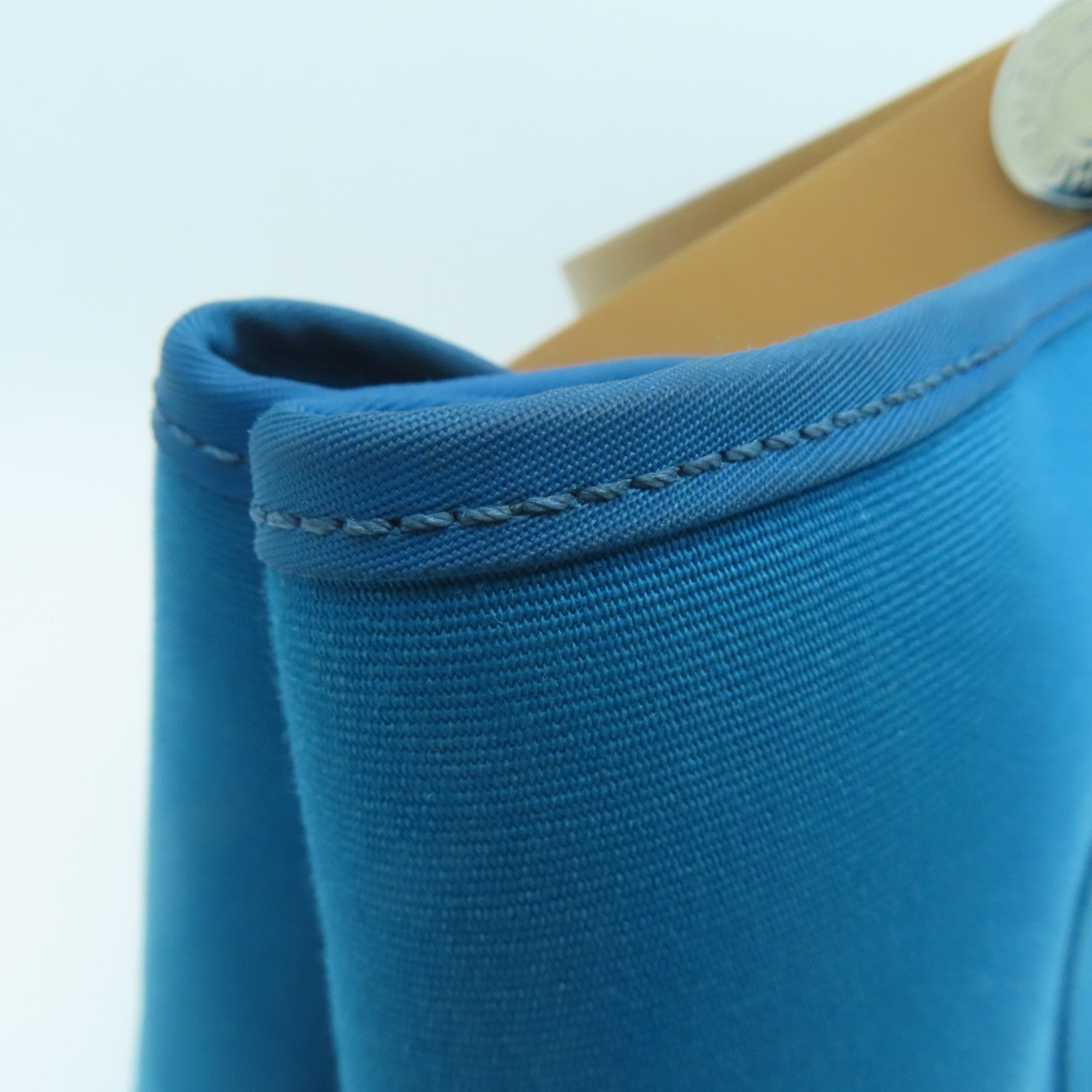 HERMES [Sharp Discount] Canvas CaBag Silver Buckle Shoulder Bag Blue