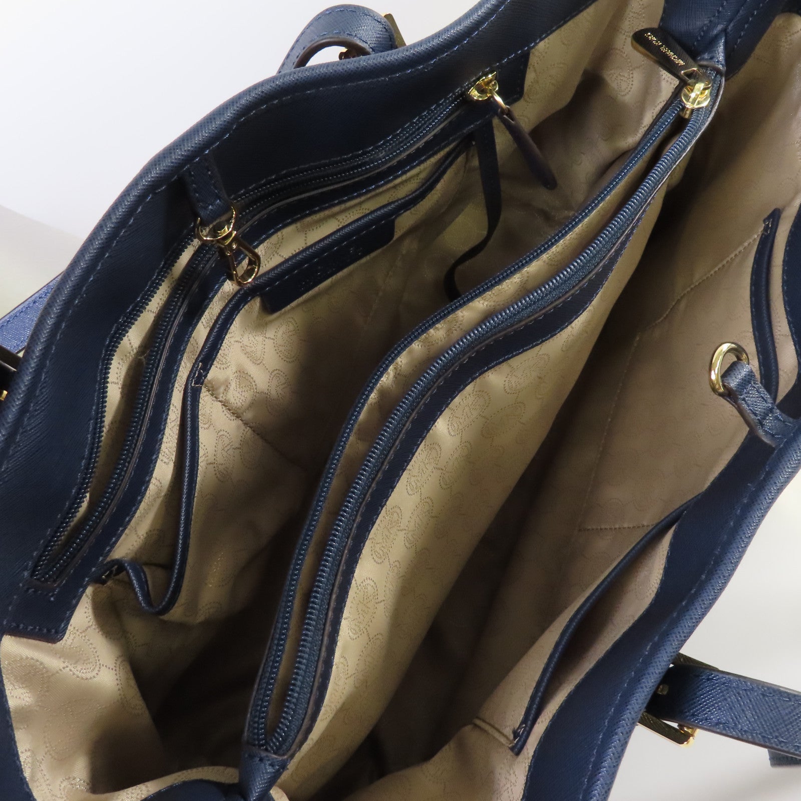Michael Kors 牛皮皮革Tote Bag金扣肩背袋藍色