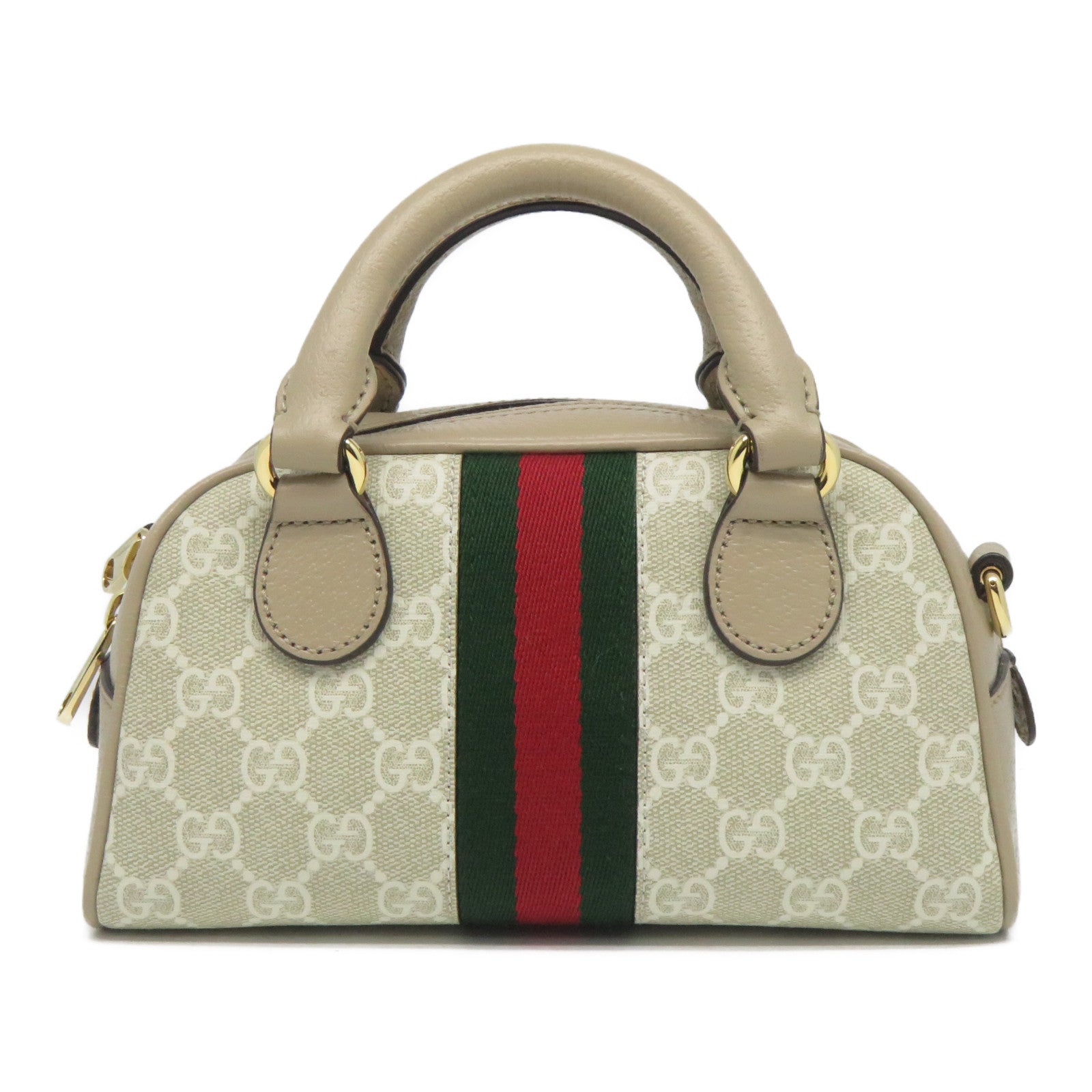 GUCCI GG帆布2 Way Shoulder Bag金扣手挽肩背兩用袋米色
