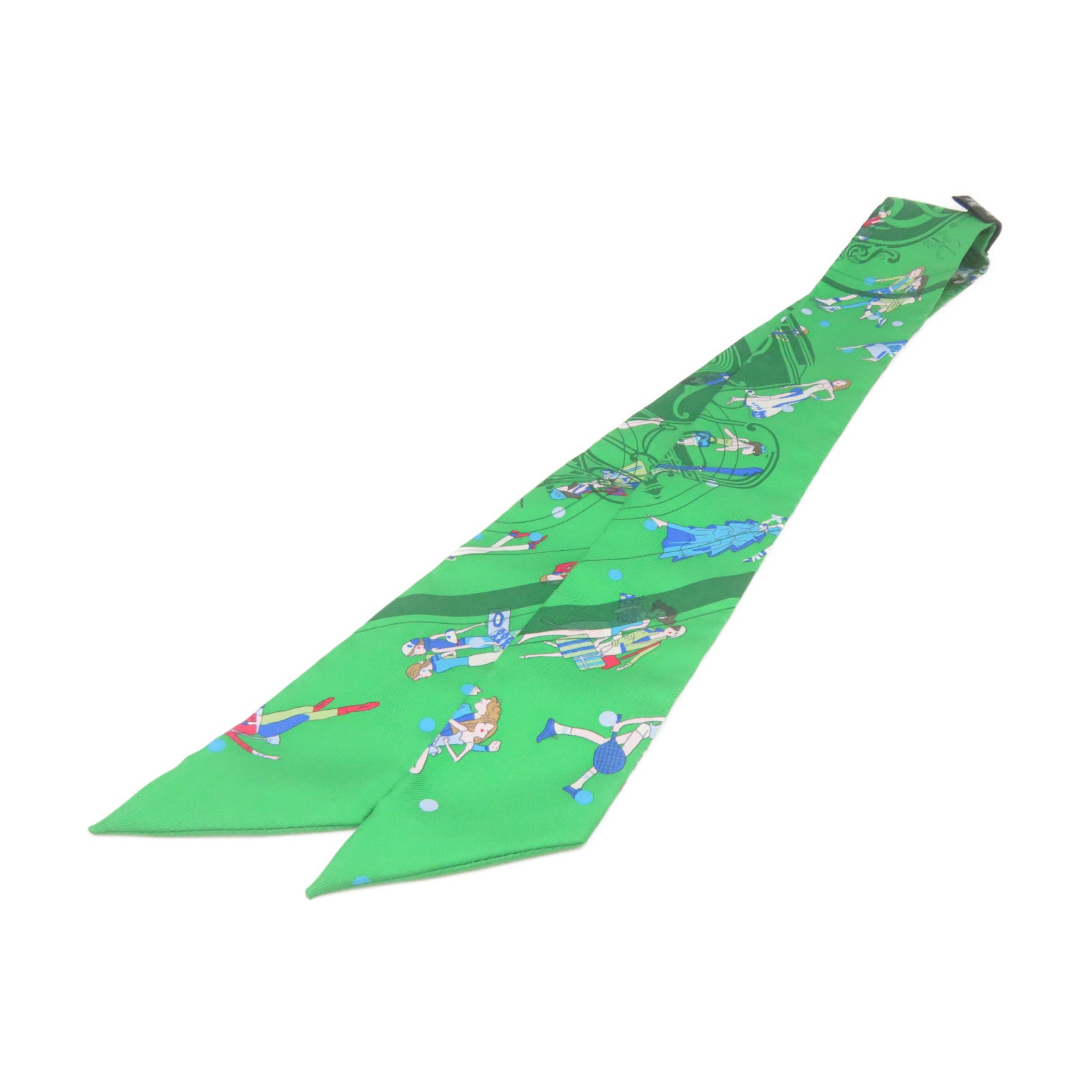 HERMES 【激減優惠】絲質Twilly Scarf絲巾綠色/彩色
