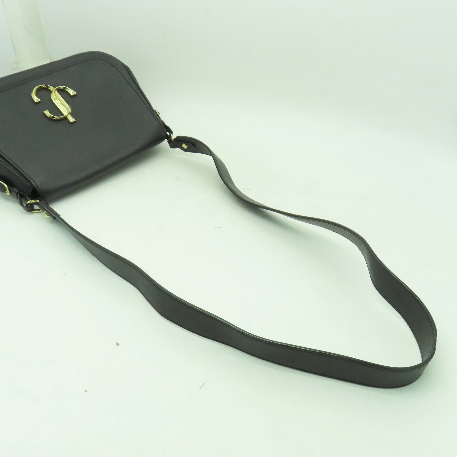 JIMMY CHOO 【激減優惠】牛皮皮革Shoulder Bag金扣肩背袋黑色