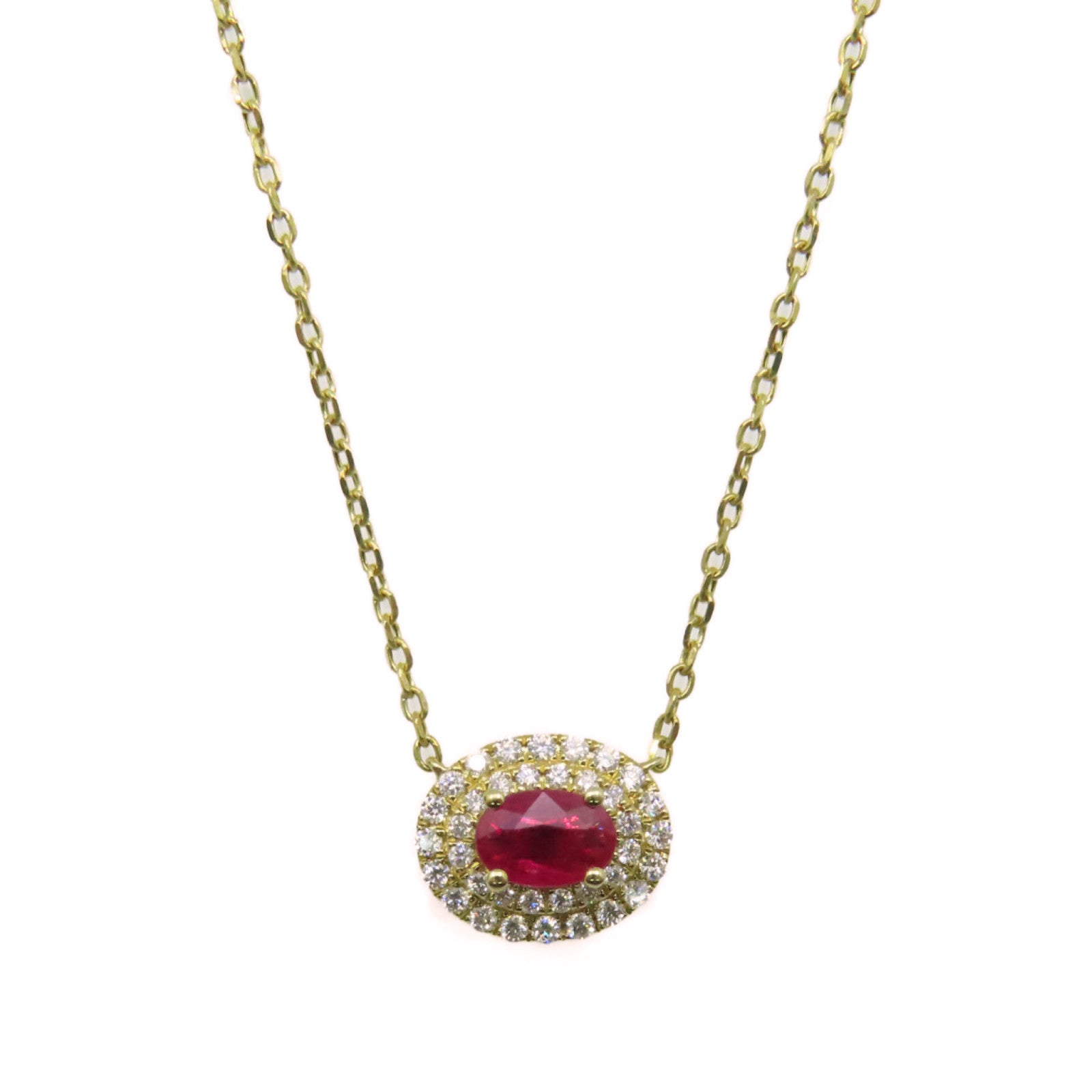 JEWELRY 【激减优惠】14K黄金/0.38ct红宝石/0.25ct钻石Ruby Necklace项链
