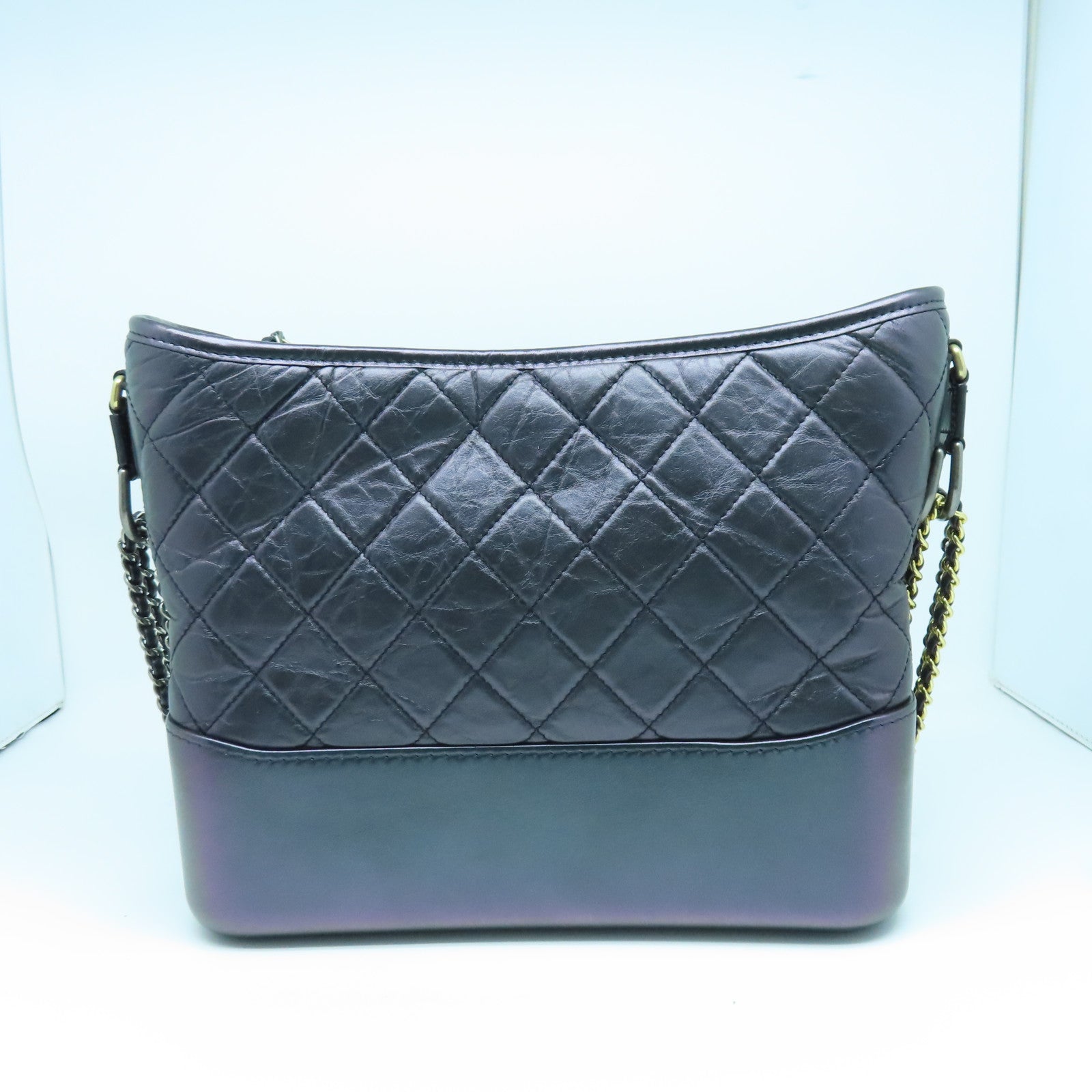 CHANEL rhombic cowhide leather Gabrielle Bag gold buckle shoulder bag purple