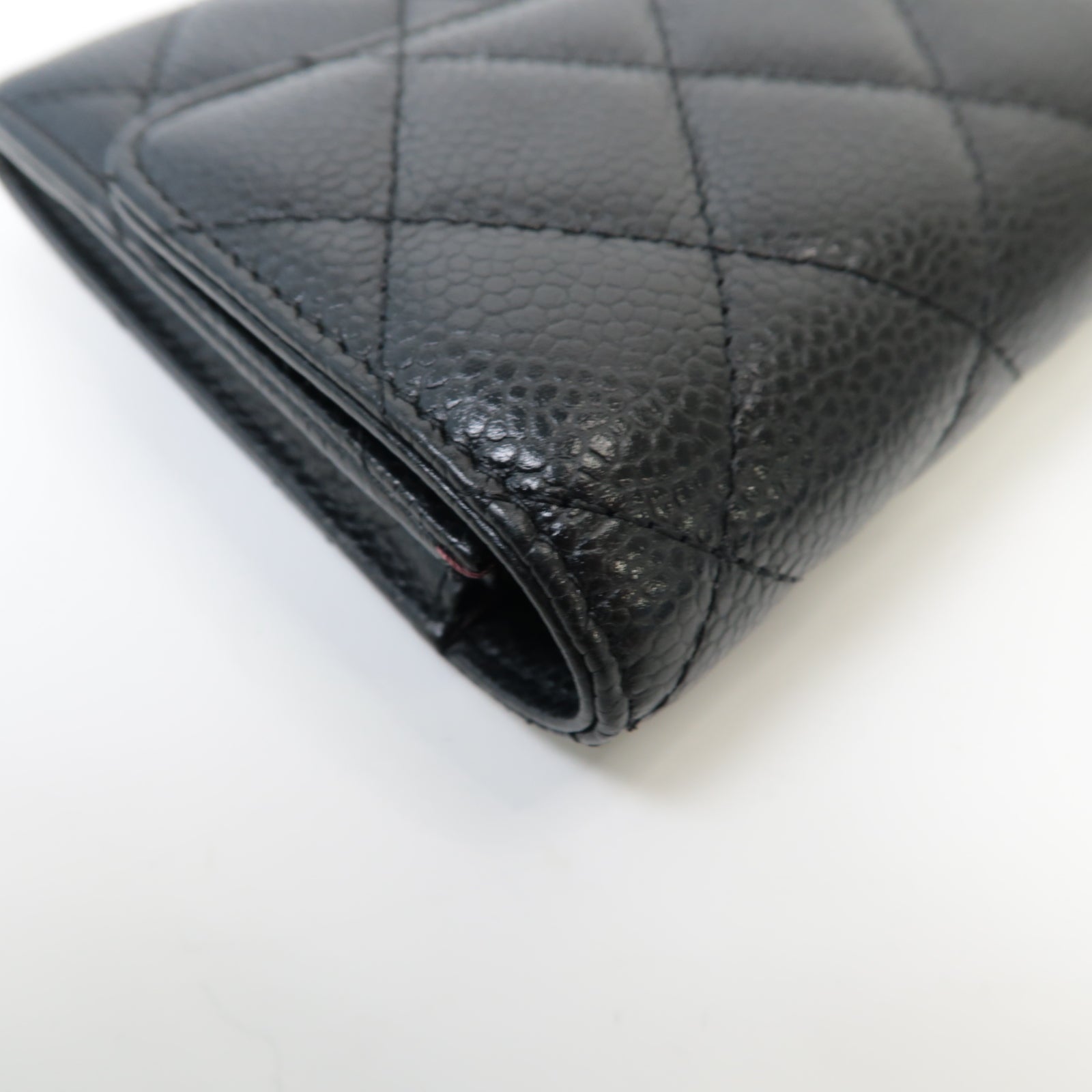 CHANEL Caviar皮革Classic Long Wallet銀扣長錢包黒色