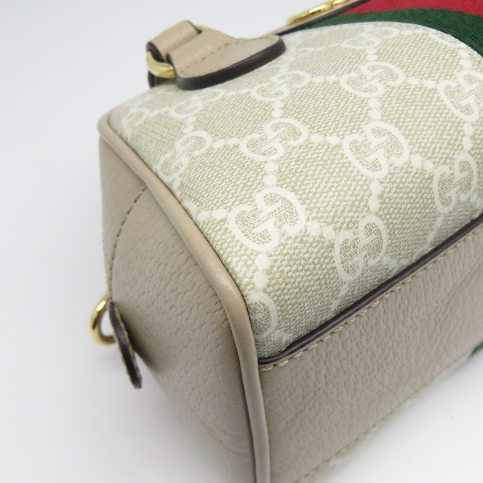 GUCCI GG帆布2 Way Shoulder Bag金扣手挽肩背兩用袋米色