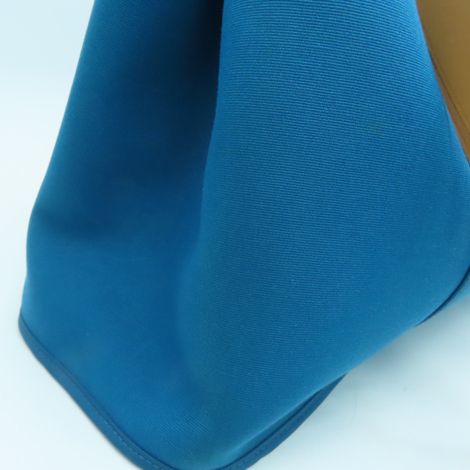 HERMES [Sharp Discount] Canvas CaBag Silver Buckle Shoulder Bag Blue