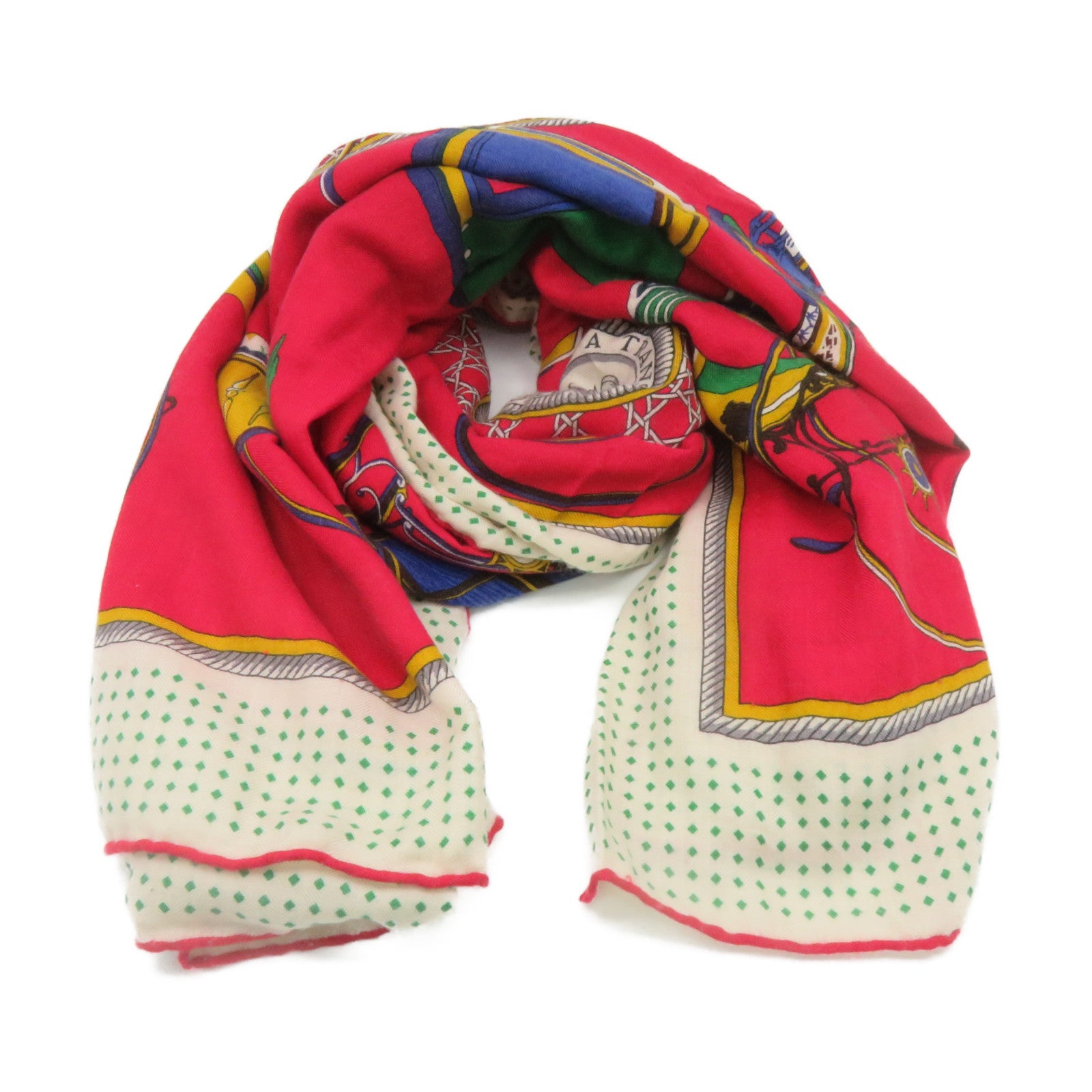 HERMES 羊絨/絲質Scarf絲巾紅色彩色