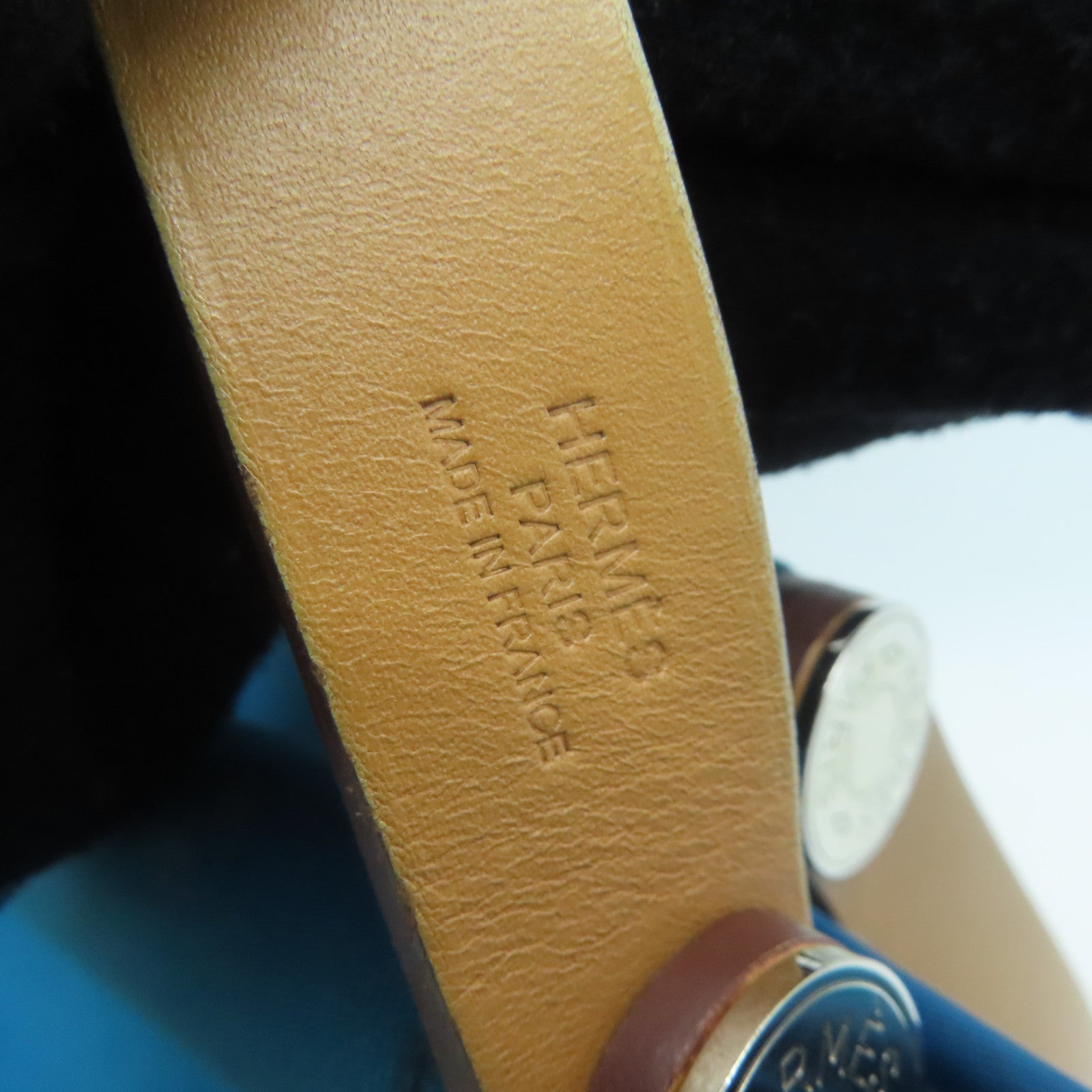 HERMES [Sharp Discount] Canvas CaBag Silver Buckle Shoulder Bag Blue