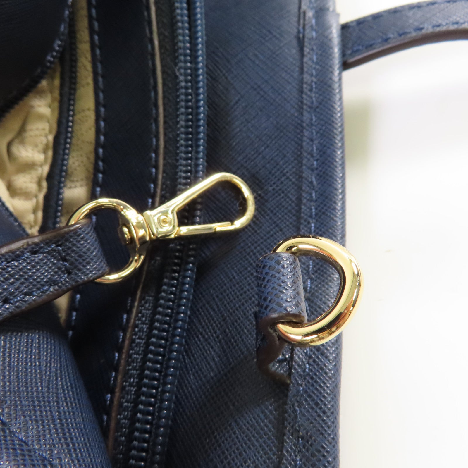 Michael Kors 牛皮皮革Tote Bag金扣肩背袋藍色