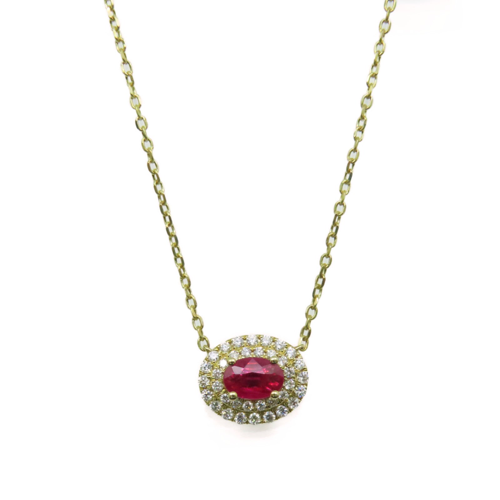 JEWELRY 【激减优惠】14K黄金/0.38ct红宝石/0.25ct钻石Ruby Necklace项链