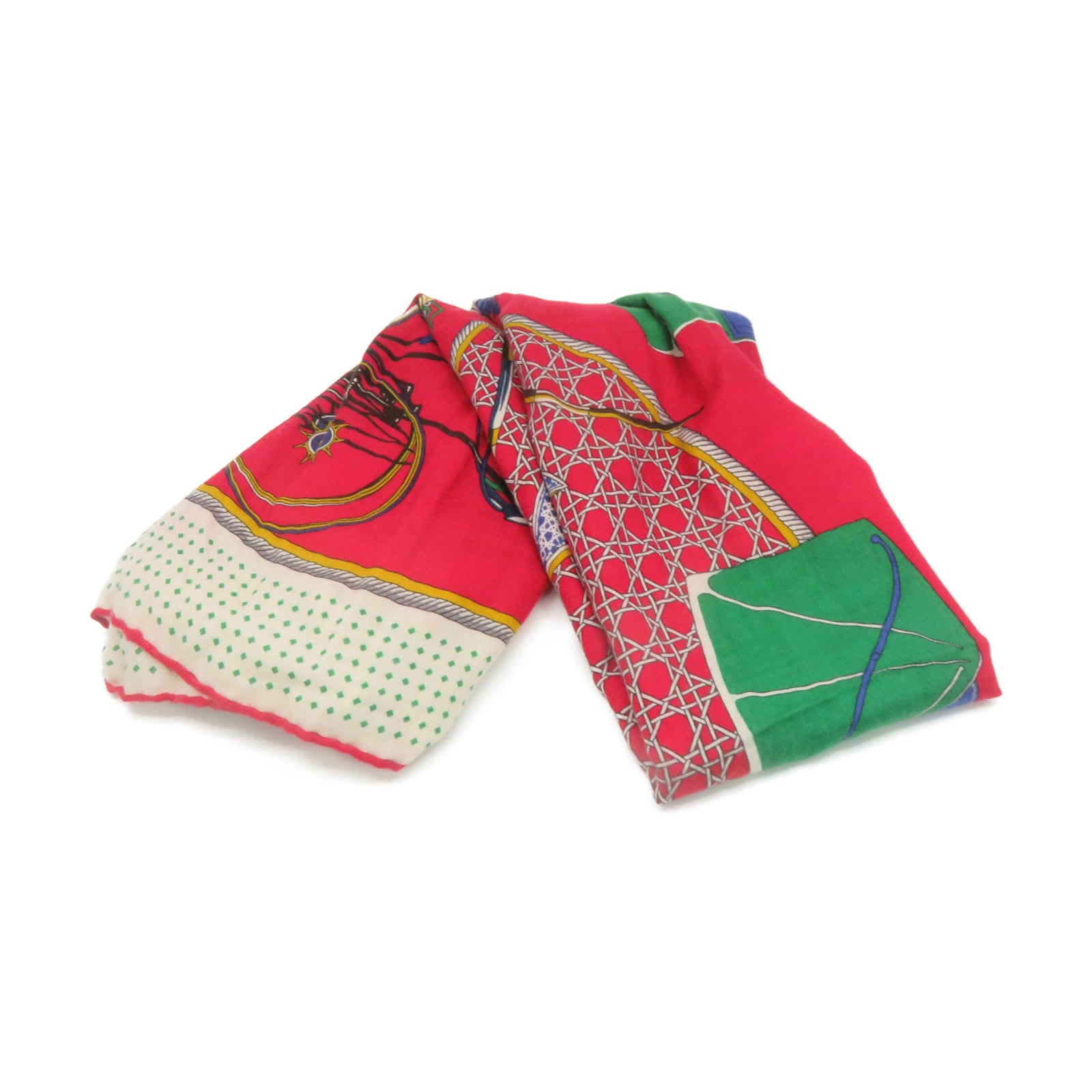 HERMES 羊絨/絲質Scarf絲巾紅色彩色