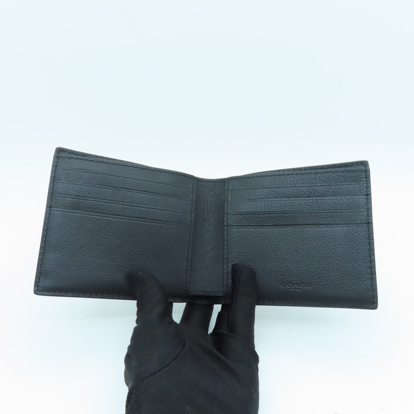 COACH Cowhide Leather Wallet Black