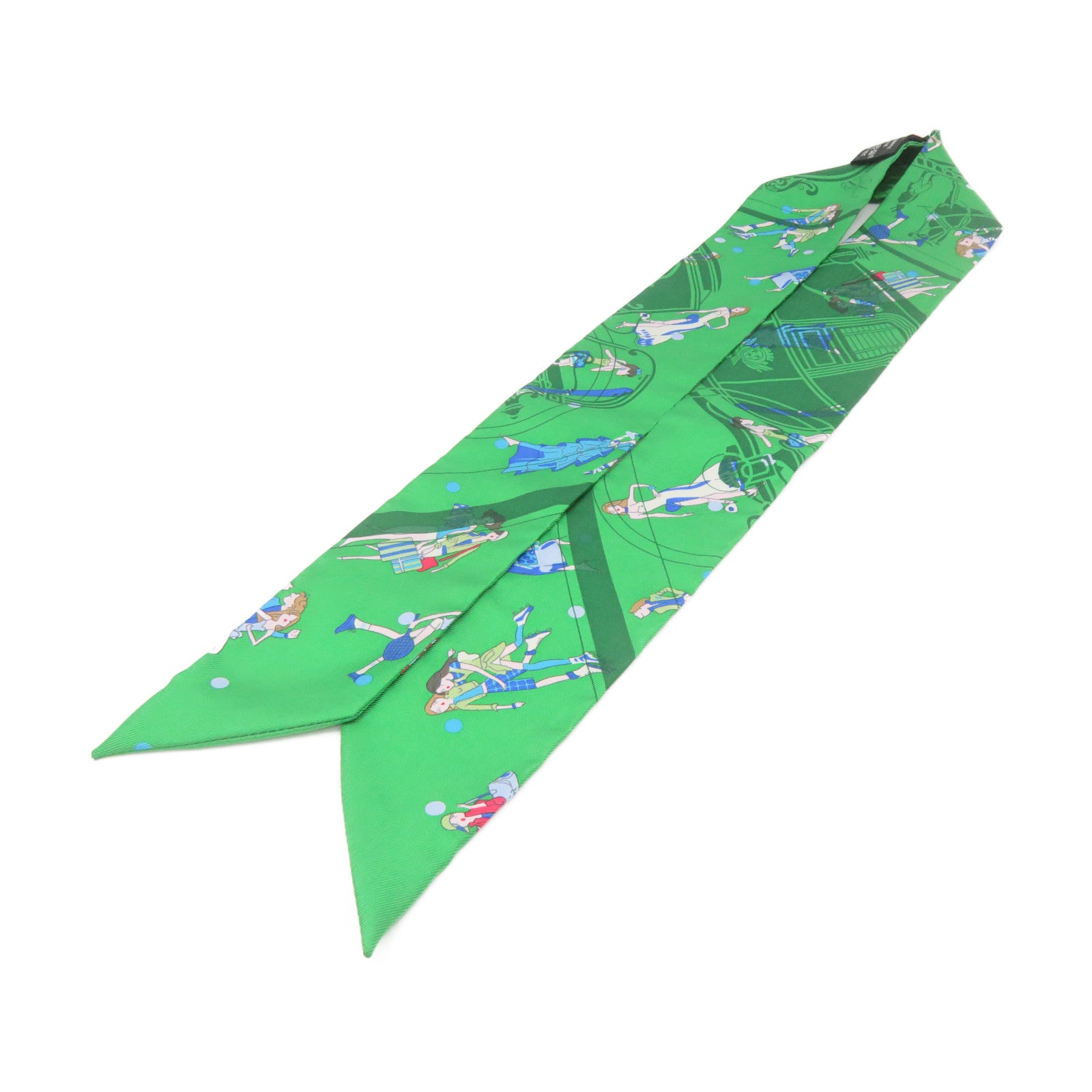HERMES 【激減優惠】絲質Twilly Scarf絲巾綠色/彩色
