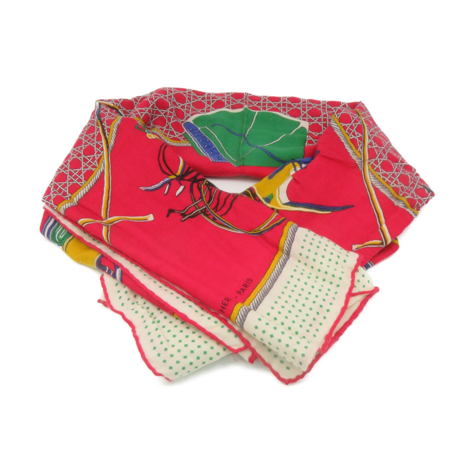 HERMES 羊絨/絲質Scarf絲巾紅色彩色