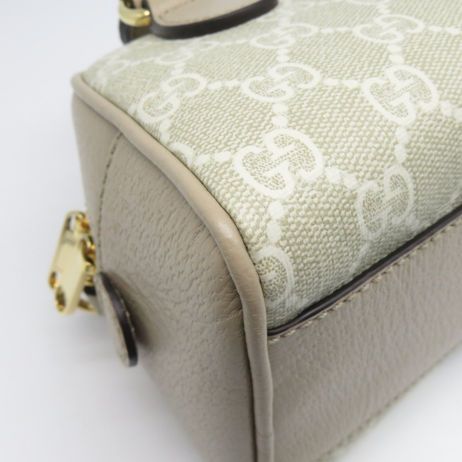 GUCCI GG帆布2 Way Shoulder Bag金扣手挽肩背兩用袋米色