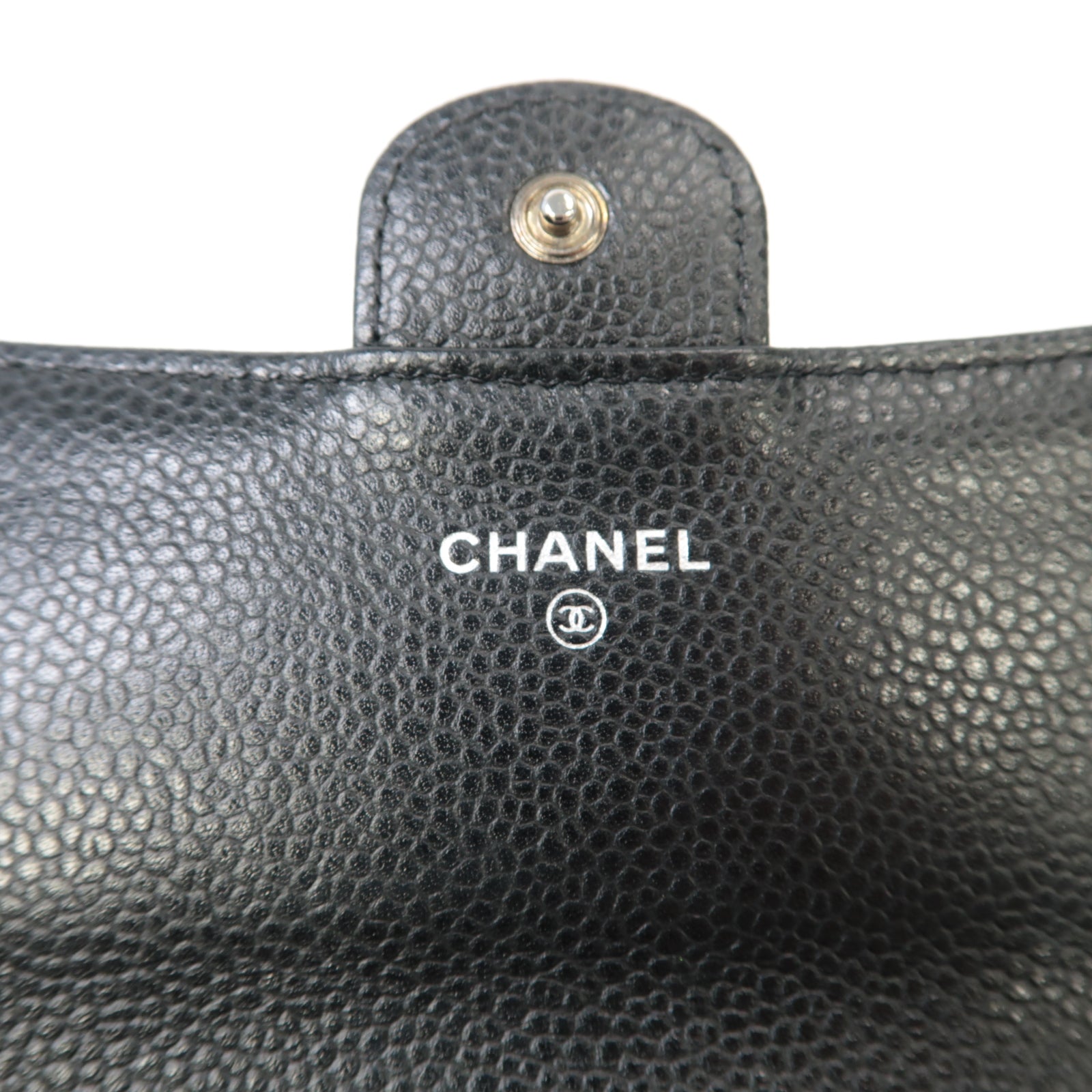 CHANEL Caviar皮革Classic Long Wallet銀扣長錢包黒色