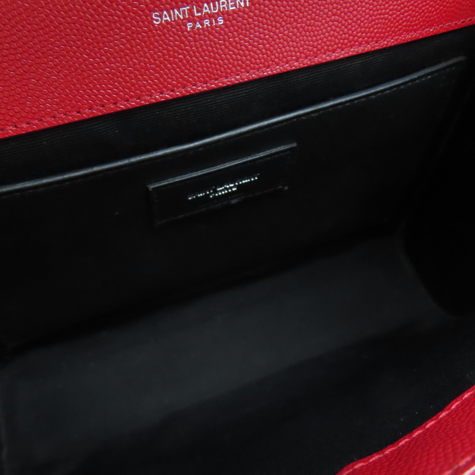 SAINT LAURENT 牛皮皮革Chain Shoulder銀扣肩背袋紅色