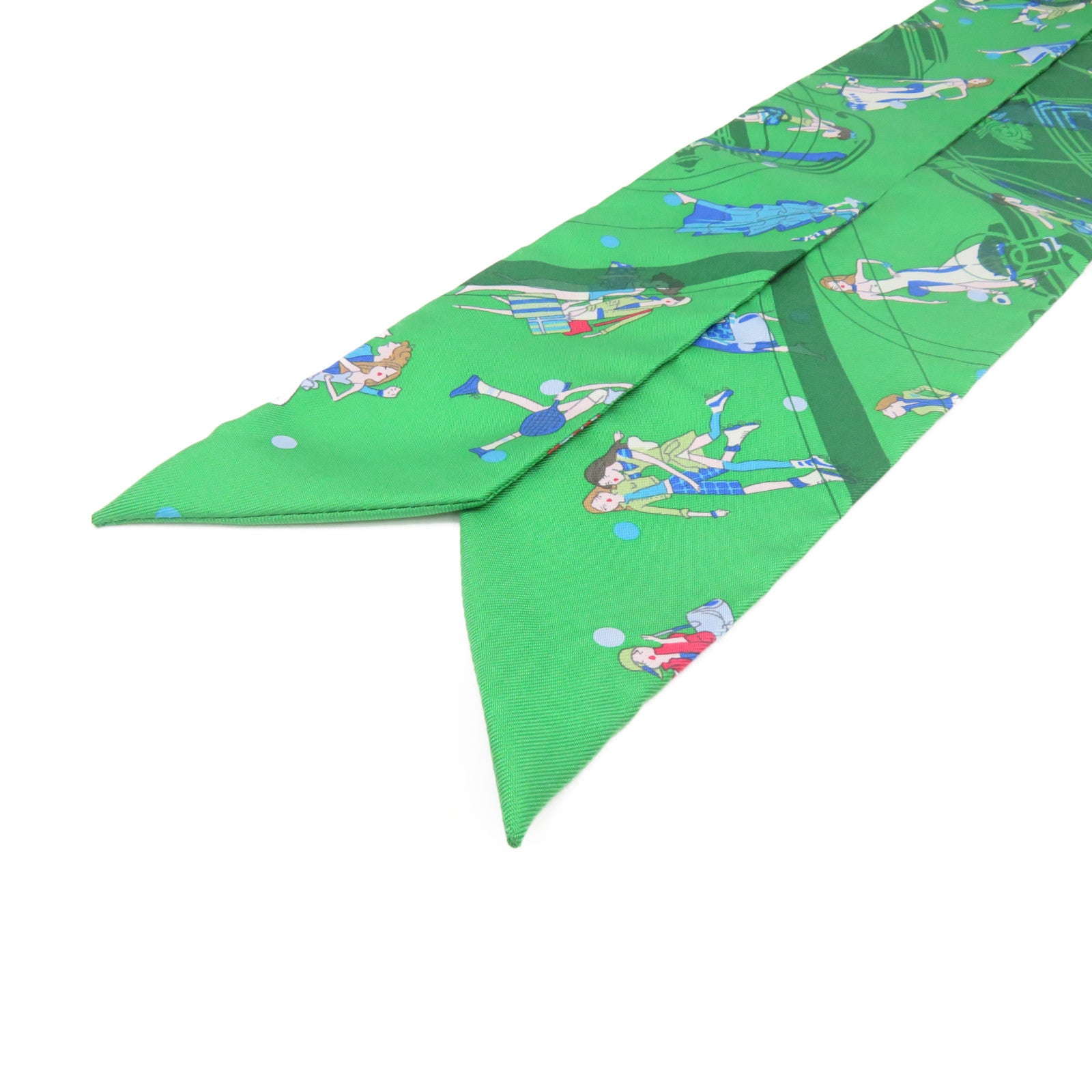 HERMES 【激減優惠】絲質Twilly Scarf絲巾綠色/彩色
