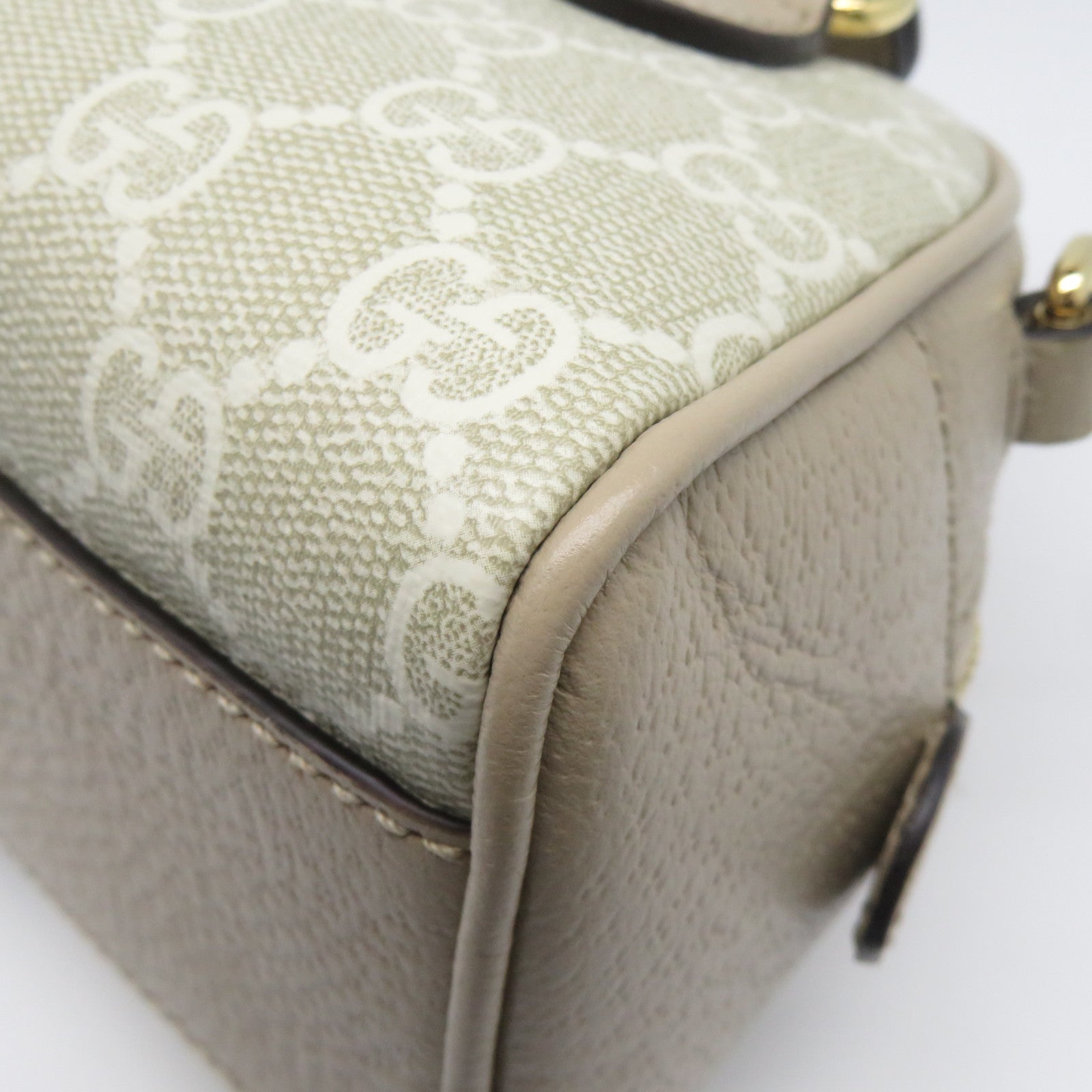 GUCCI GG帆布2 Way Shoulder Bag金扣手挽肩背兩用袋米色