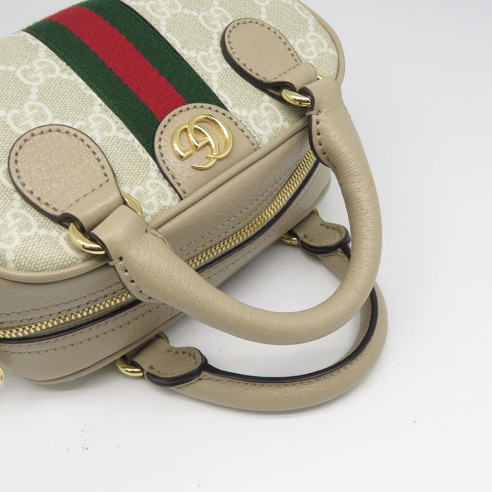 GUCCI GG帆布2 Way Shoulder Bag金扣手挽肩背兩用袋米色