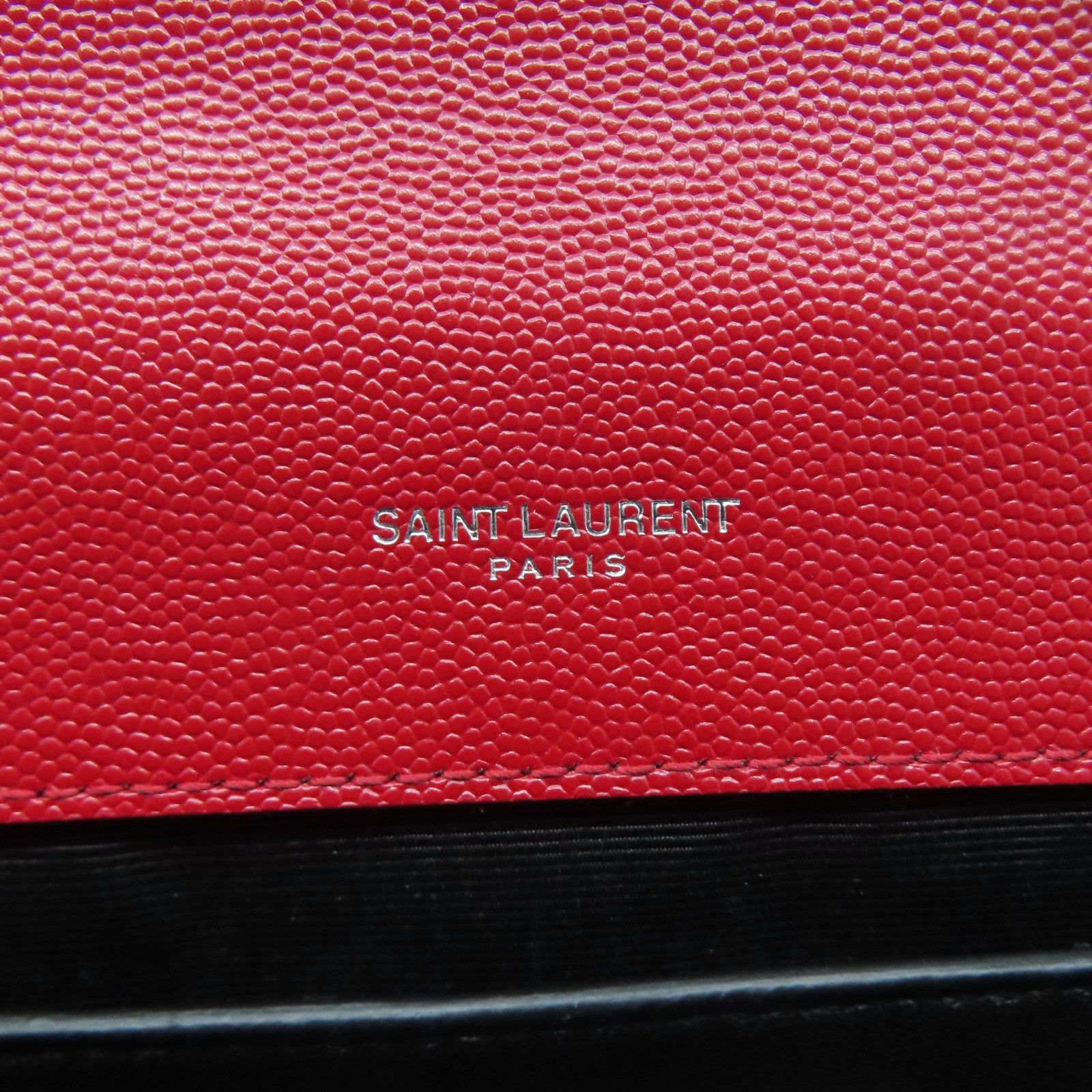SAINT LAURENT 牛皮皮革Chain Shoulder銀扣肩背袋紅色
