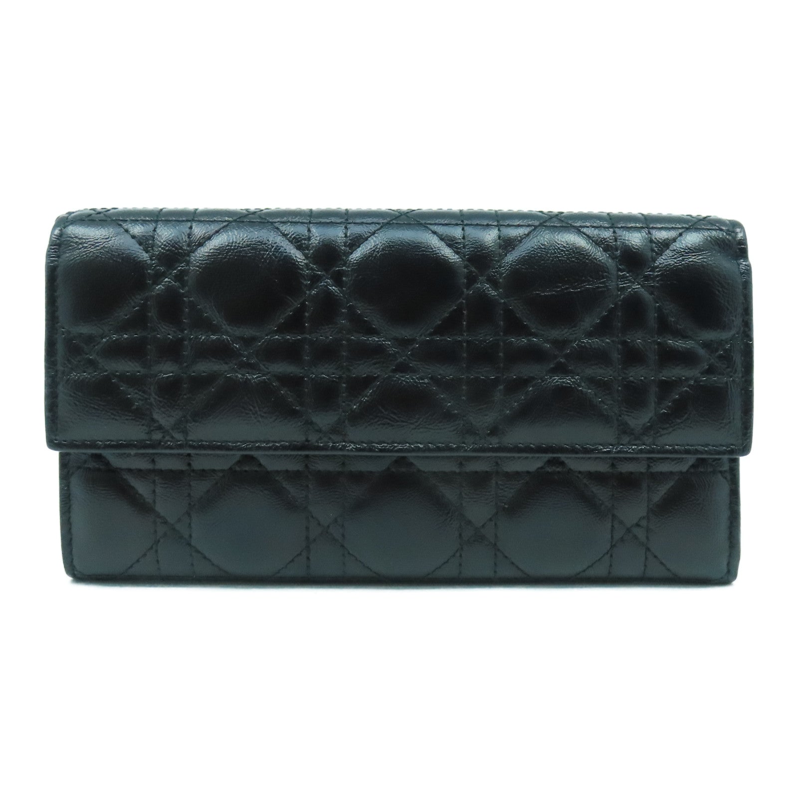Dior 塗層皮革Long wallet金扣長錢包黑色