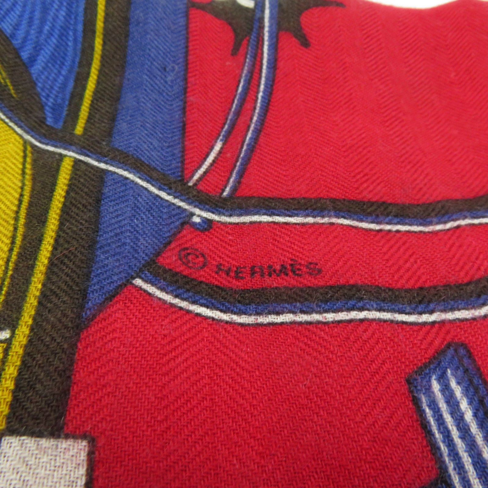 HERMES 羊絨/絲質Scarf絲巾紅色彩色
