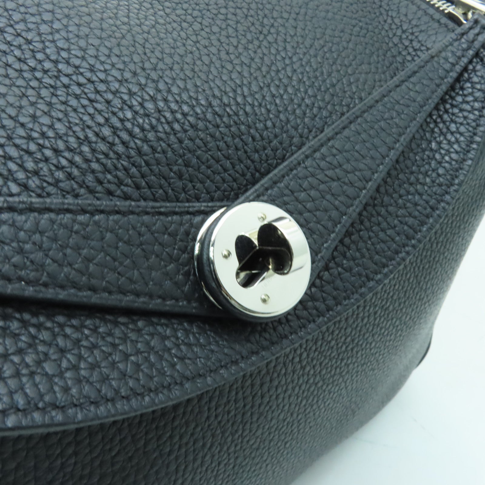 HERMES Clemence皮革Lindy 30銀扣手挽肩背兩用袋黒色