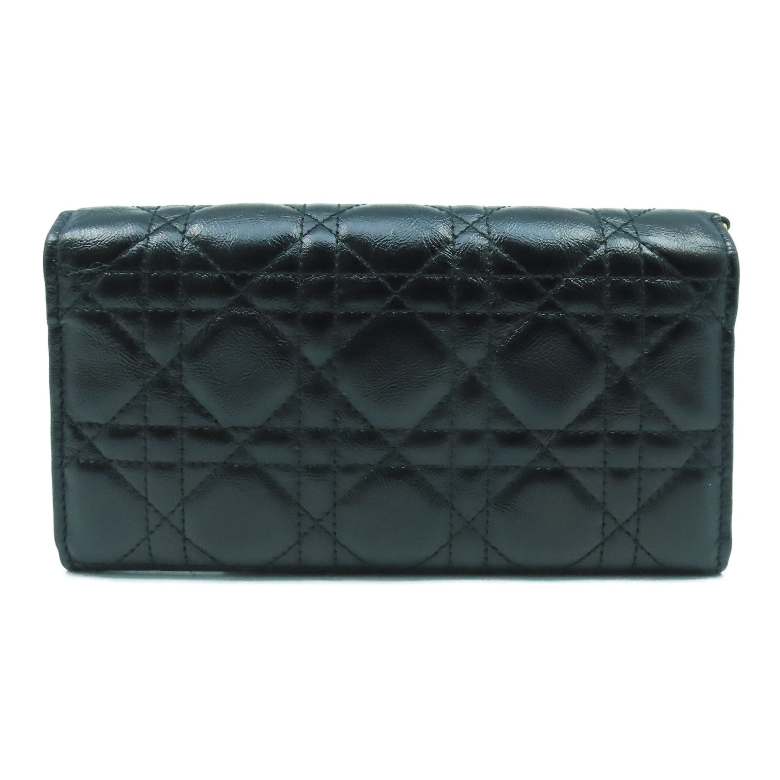 Dior 塗層皮革Long wallet金扣長錢包黑色
