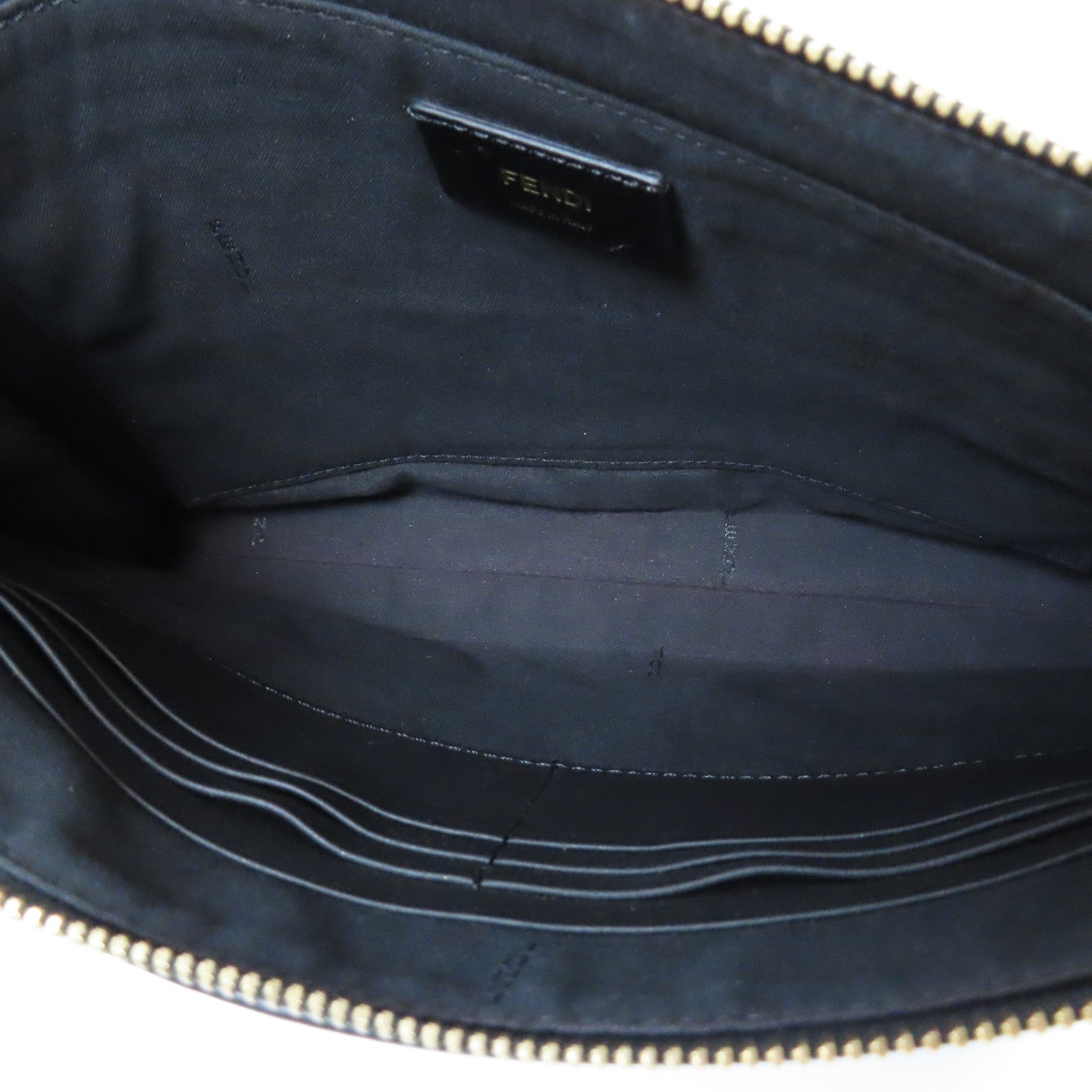 FENDI 牛皮皮革Clutch Bag金扣手拿包黑色