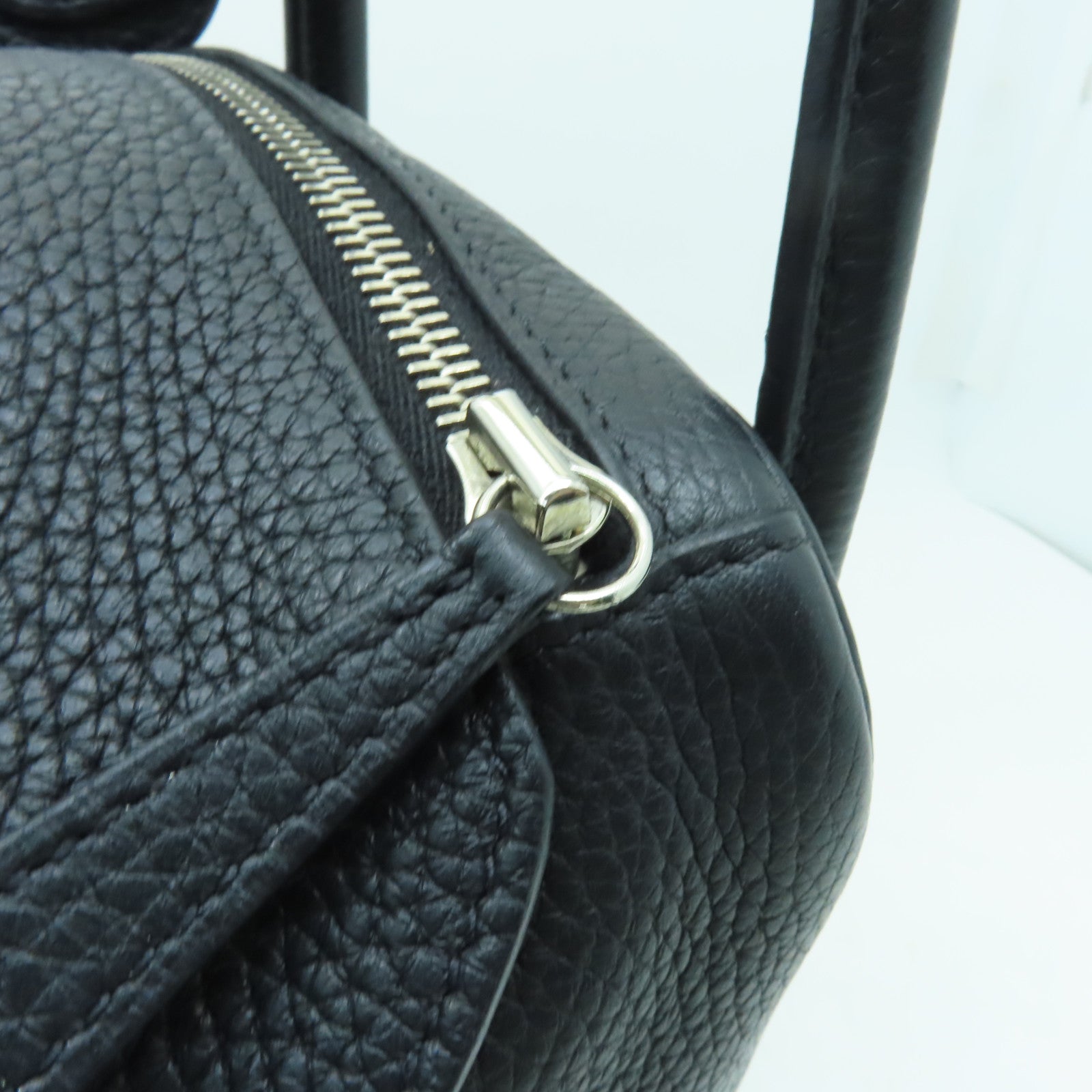 HERMES Clemence皮革Lindy 30銀扣手挽肩背兩用袋黒色