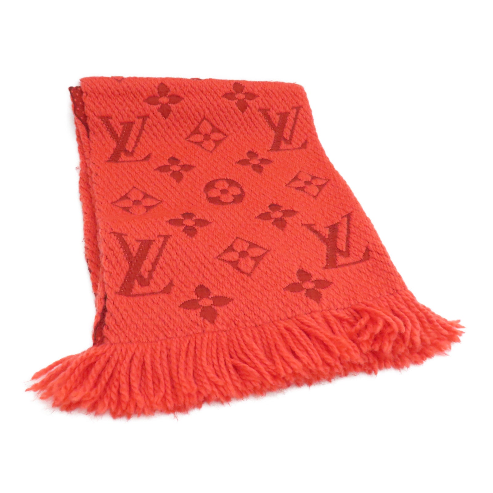 LOUIS VUITTON Wool/Silk Muffler颈巾橙红色