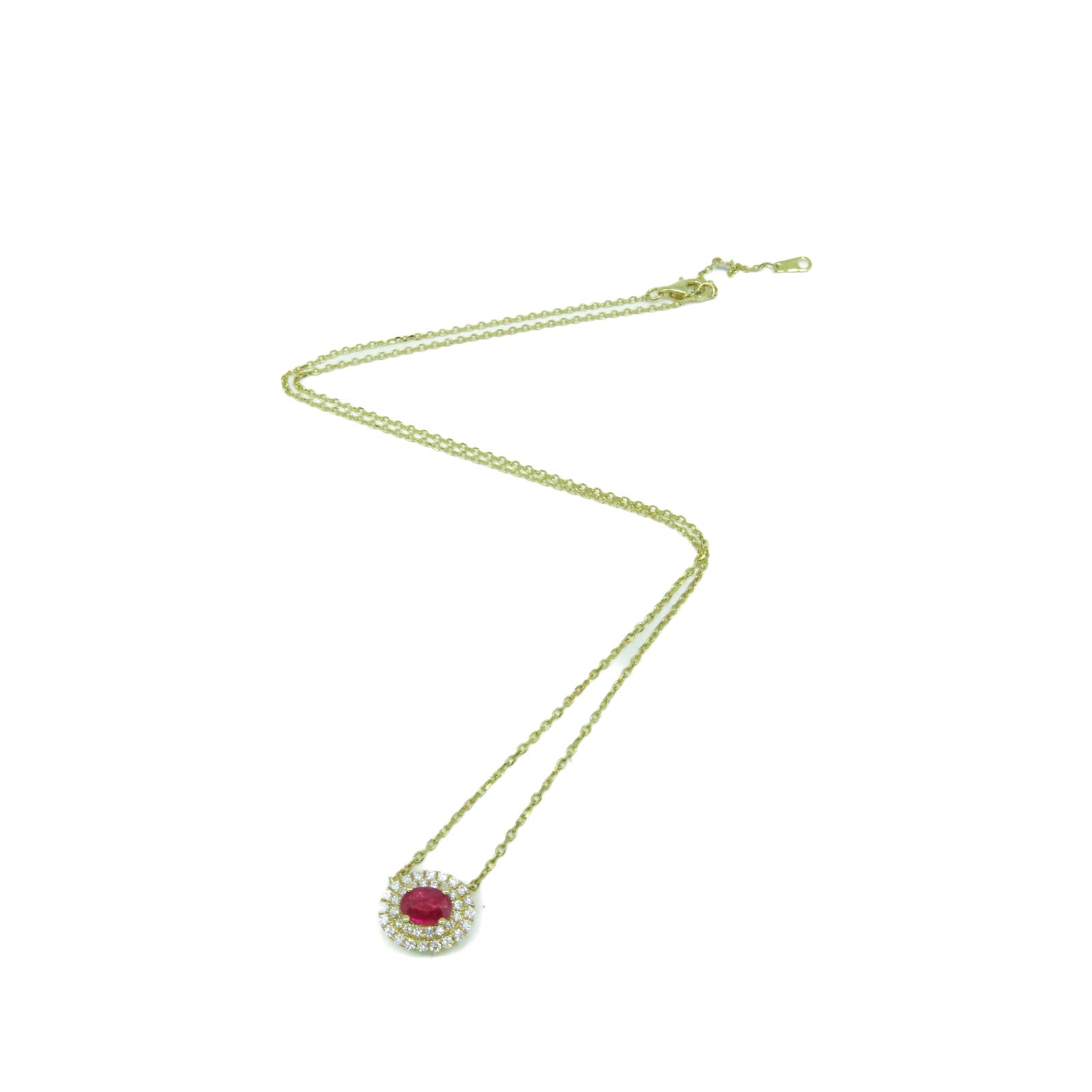JEWELRY 【激减优惠】14K黄金/0.38ct红宝石/0.25ct钻石Ruby Necklace项链