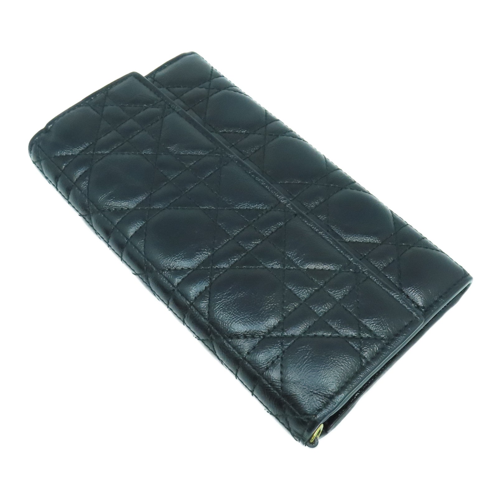 Dior 塗層皮革Long wallet金扣長錢包黑色