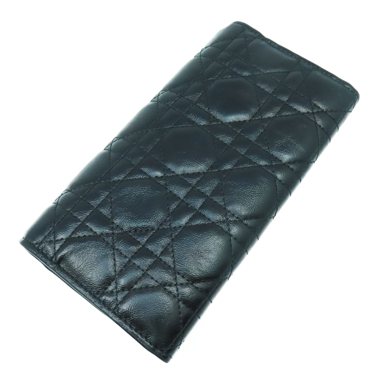 Dior 塗層皮革Long wallet金扣長錢包黑色