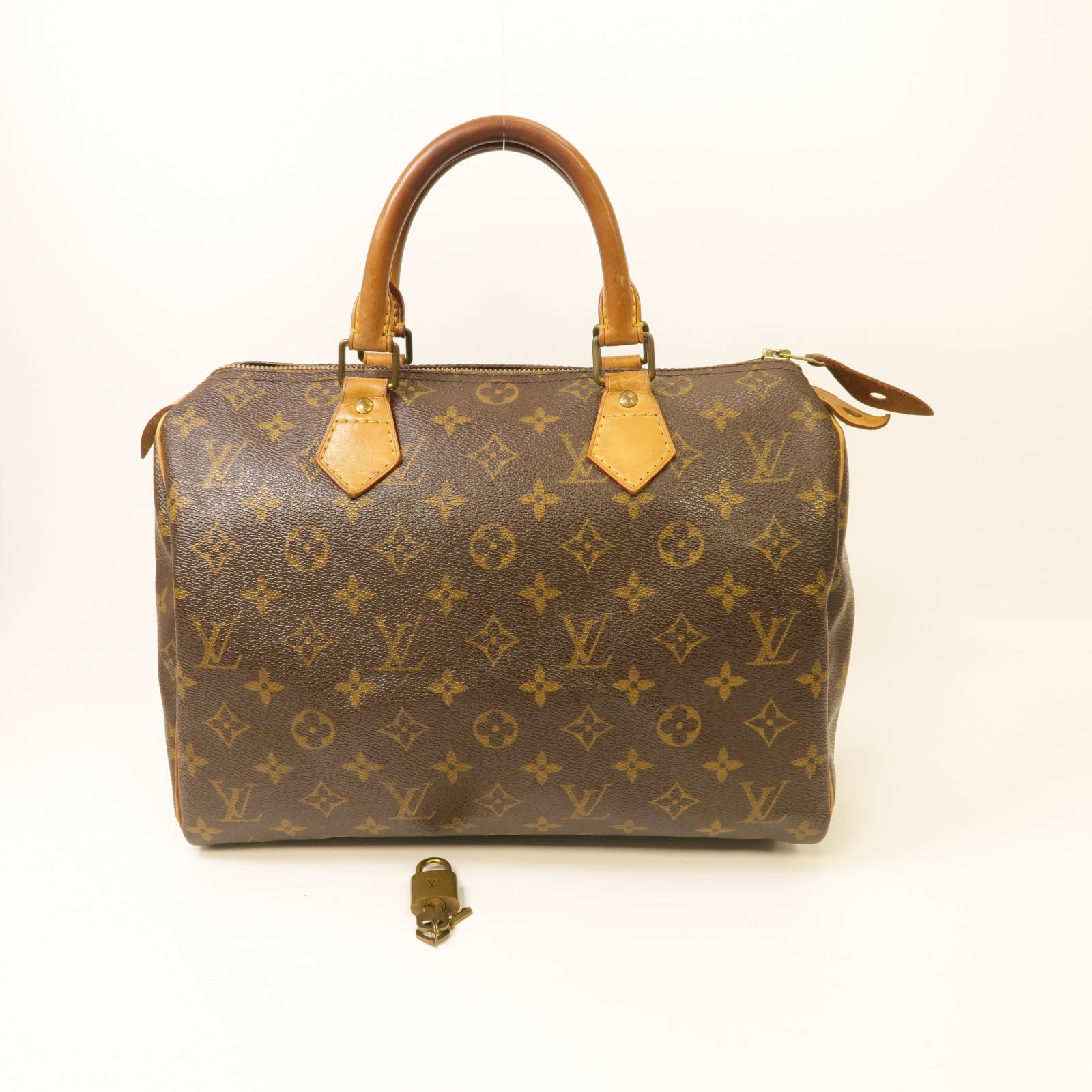 LOUIS VUITTON Monogram Speedy 30金扣手挽袋棕色
