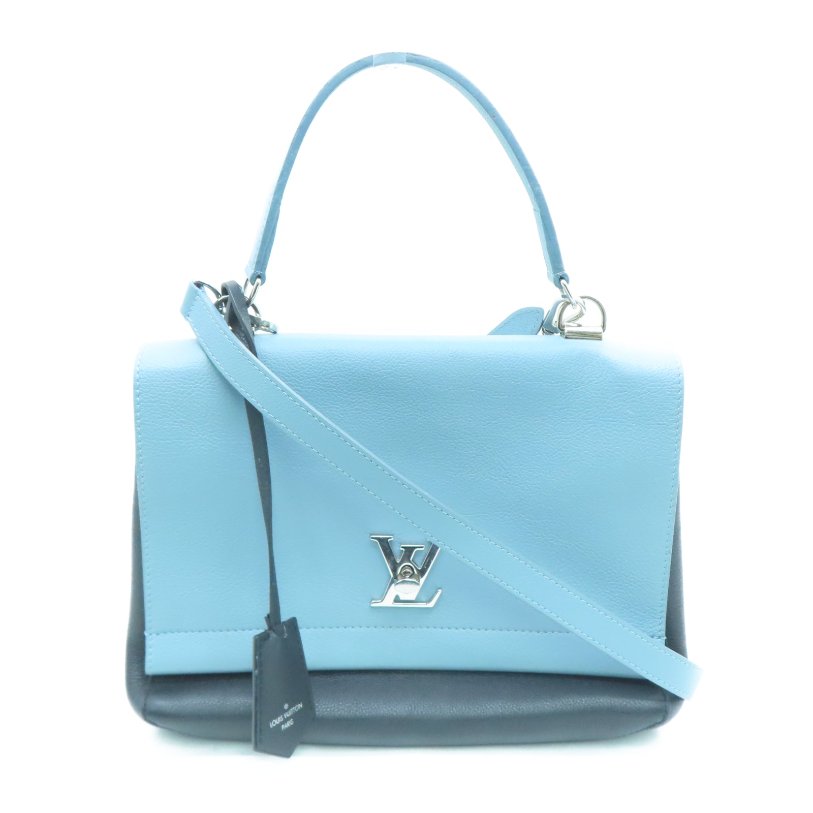 LOUIS VUITTON 牛皮皮革Lockme ll银扣肩背袋蓝色